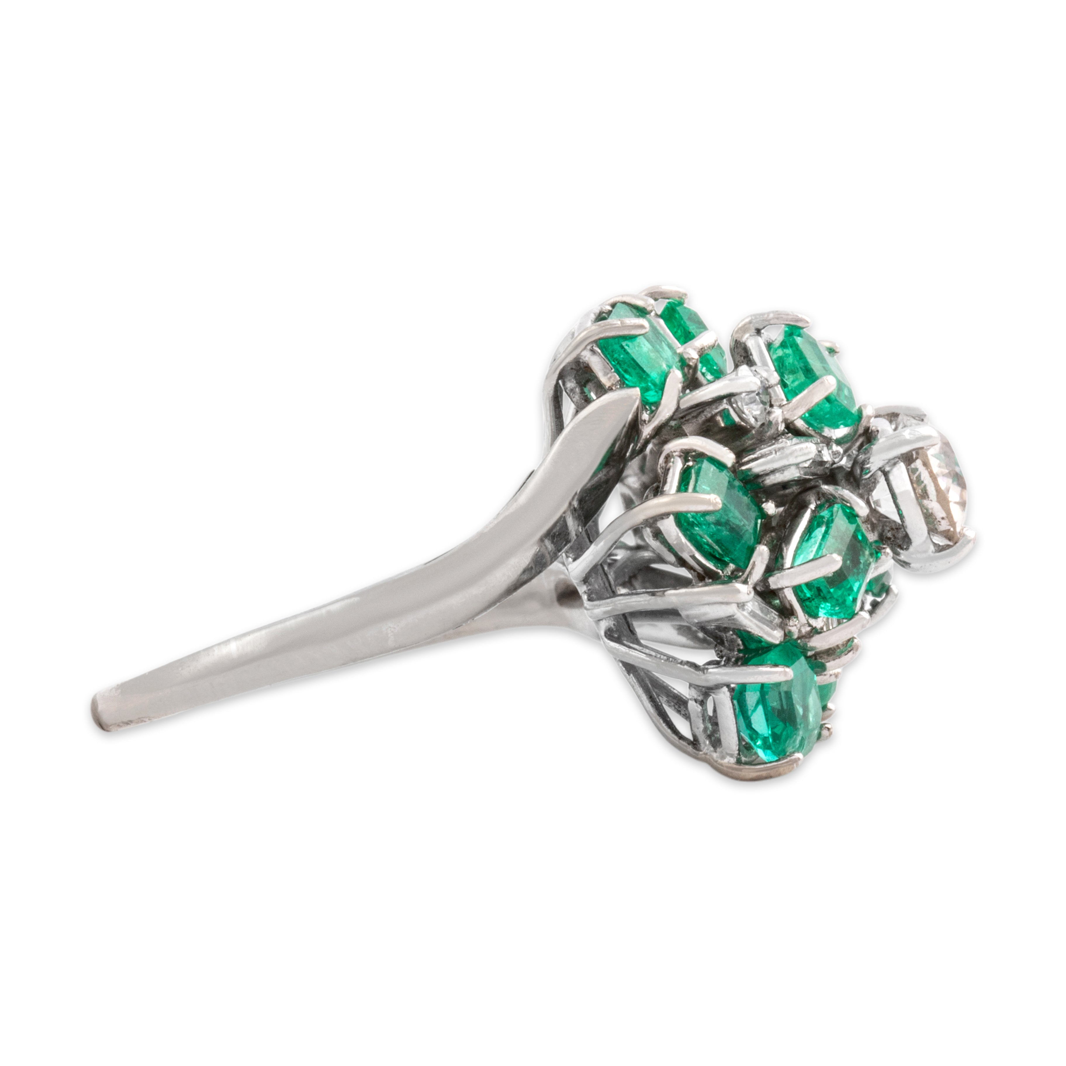 Vintage 18k White Gold [Custom Carat] Fabulous Bright Tower Cocktail Ring - Side view