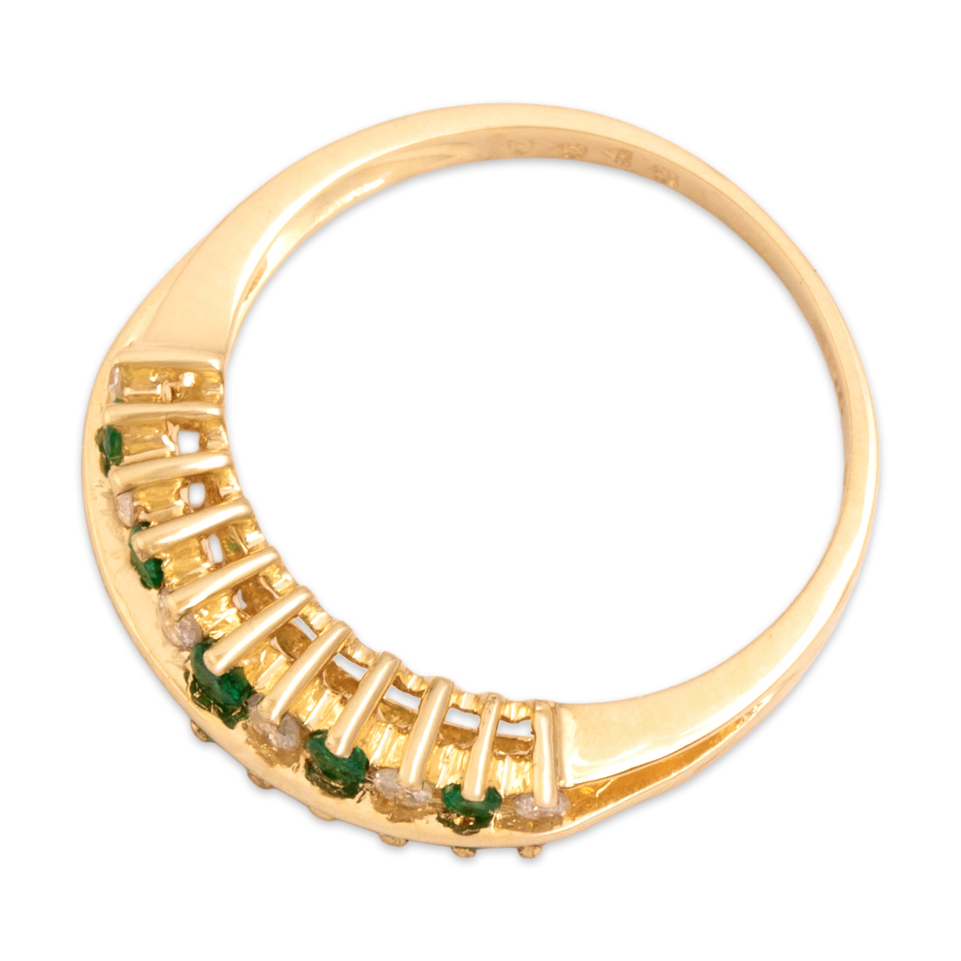 Vintage 14k Yellow Gold [Custom Carat] Alternating Evergreen Line Ring - Overall view
