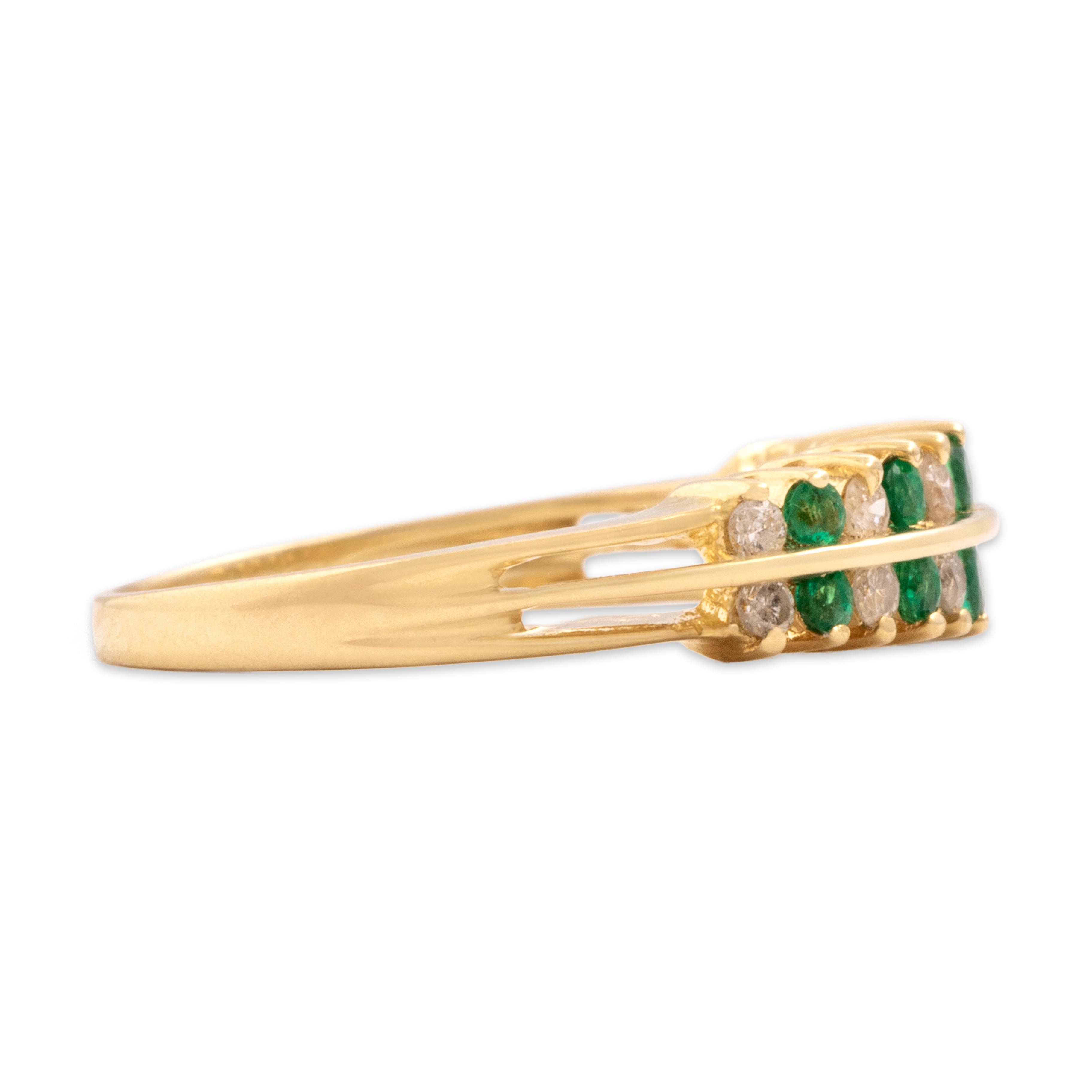 Vintage 14k Yellow Gold [Custom Carat] Alternating Evergreen Line Ring - Side view