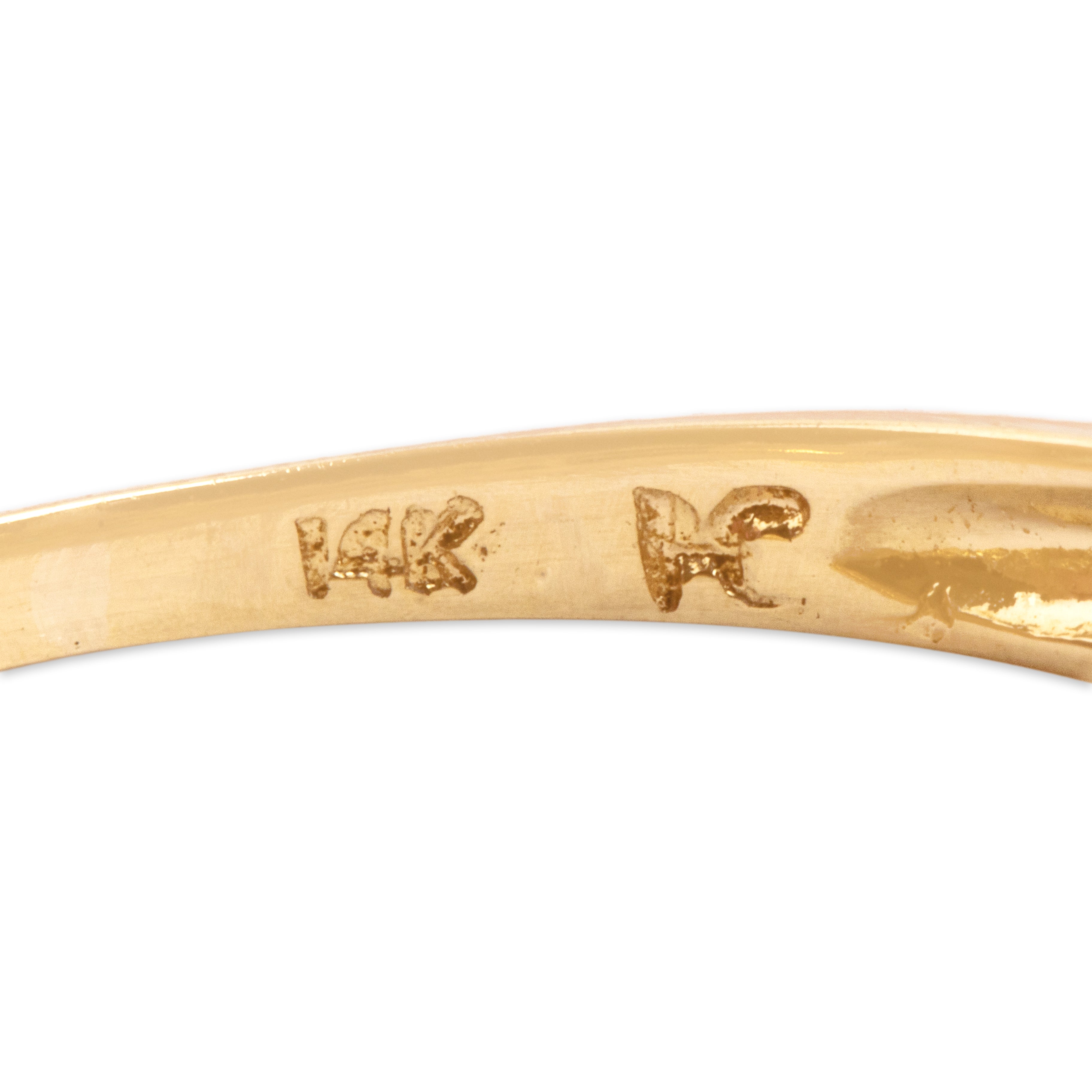 Vintage 14k Yellow Gold [Custom Carat] Alternating Evergreen Line Ring - Hallmark view