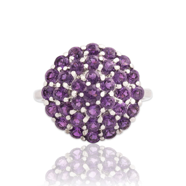 Vintage 14k White Gold 1.28cttw Amethyst Vibrant Purple Bombé Cocktail Ring 7.25