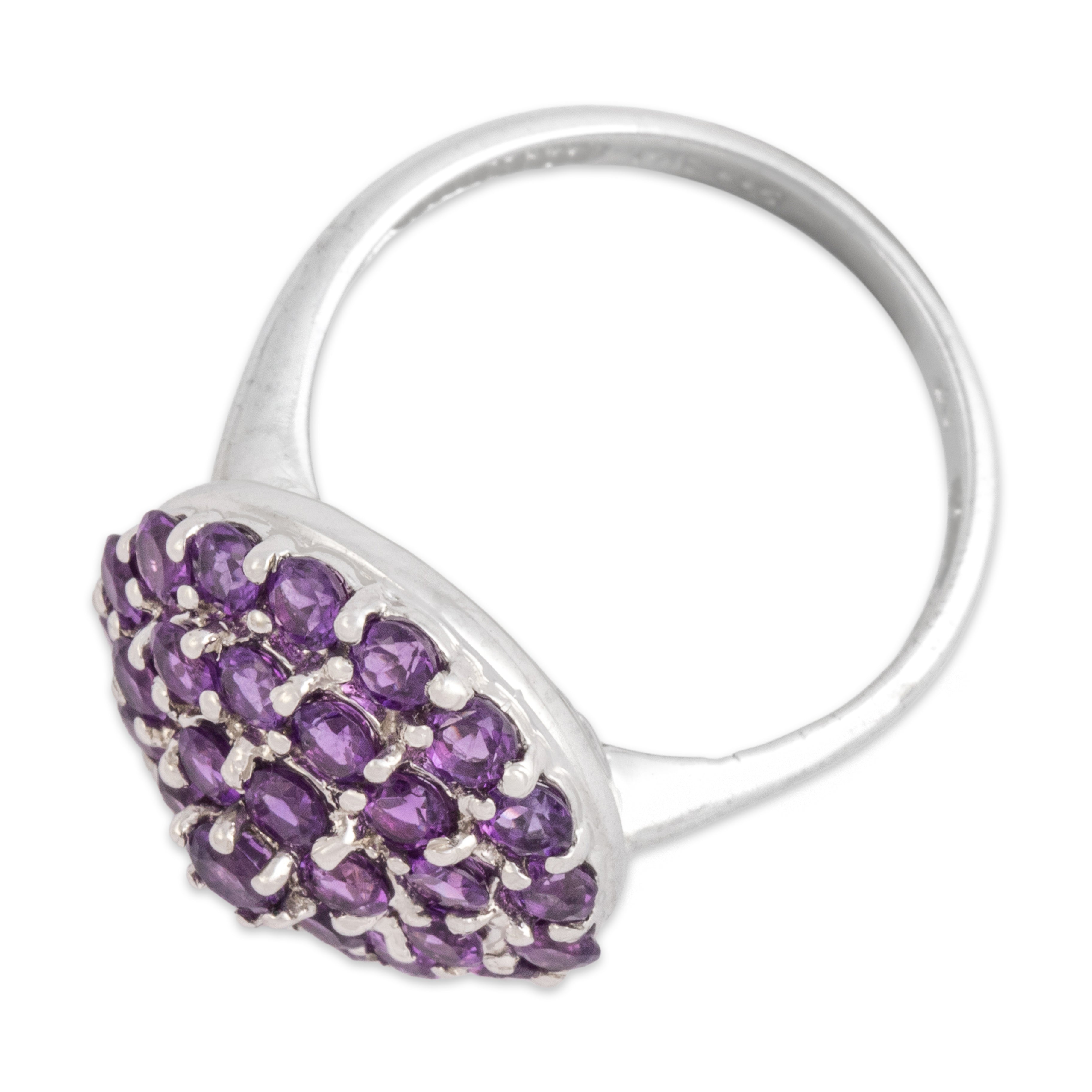 Vintage 14k White Gold 1.28cttw Amethyst Vibrant Purple Bombé Cocktail Ring - Overall view