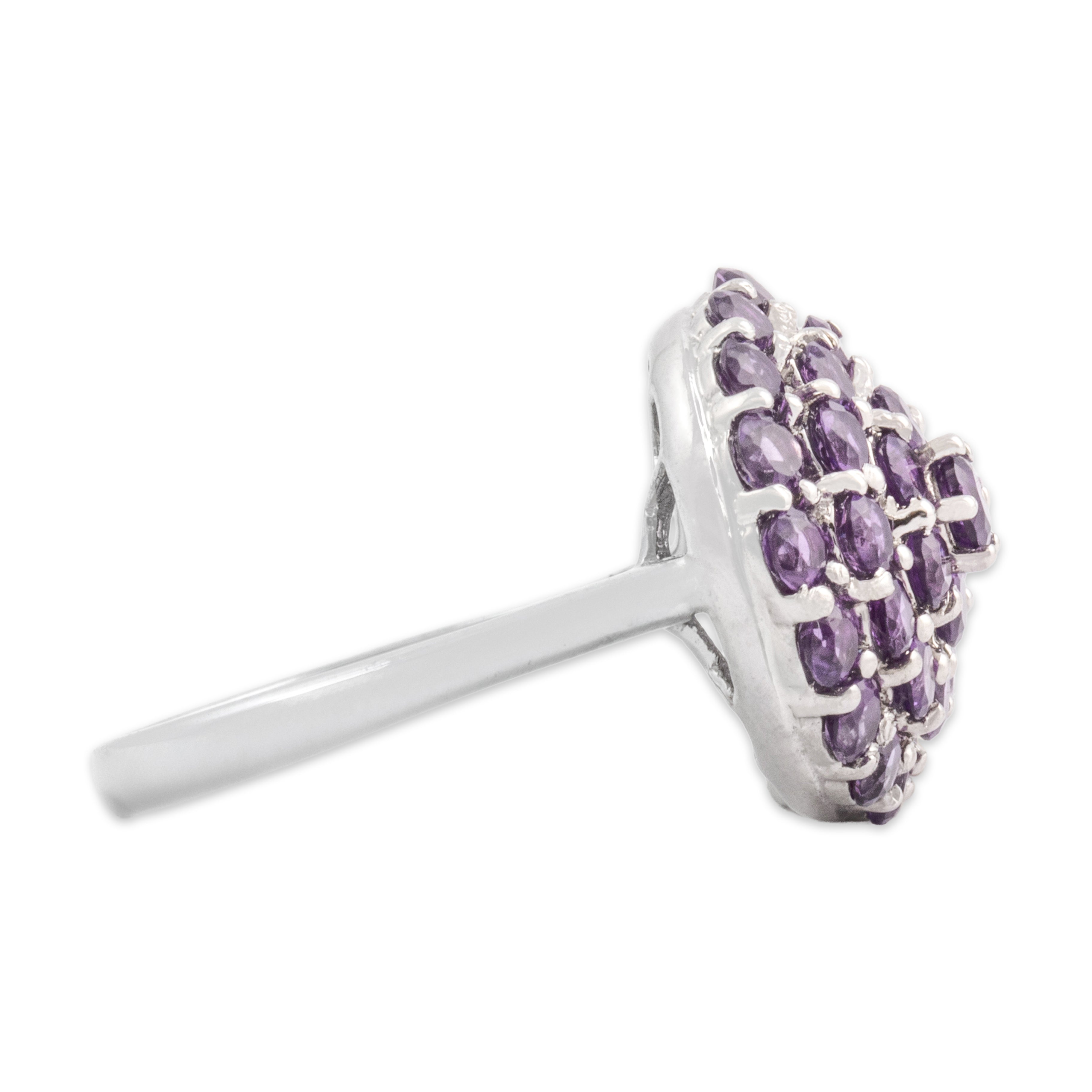 Vintage 14k White Gold 1.28cttw Amethyst Vibrant Purple Bombé Cocktail Ring 7.25