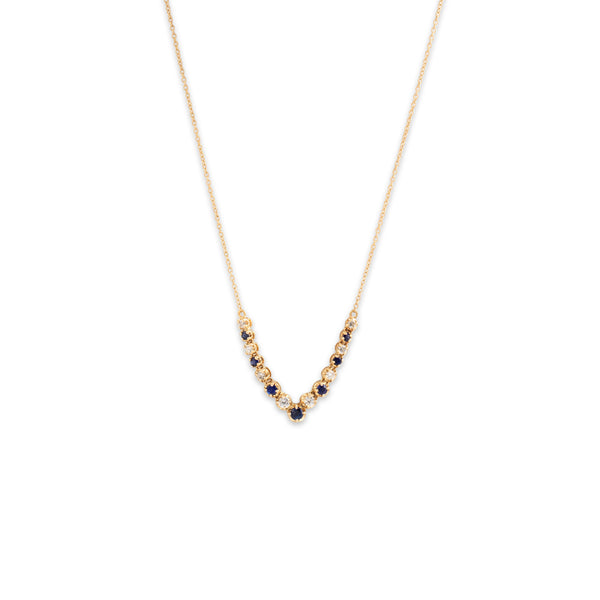 Vintage 14k Yellow Gold .81cttw Blue Sapphire .6cttw Diamond Necklace 18.25