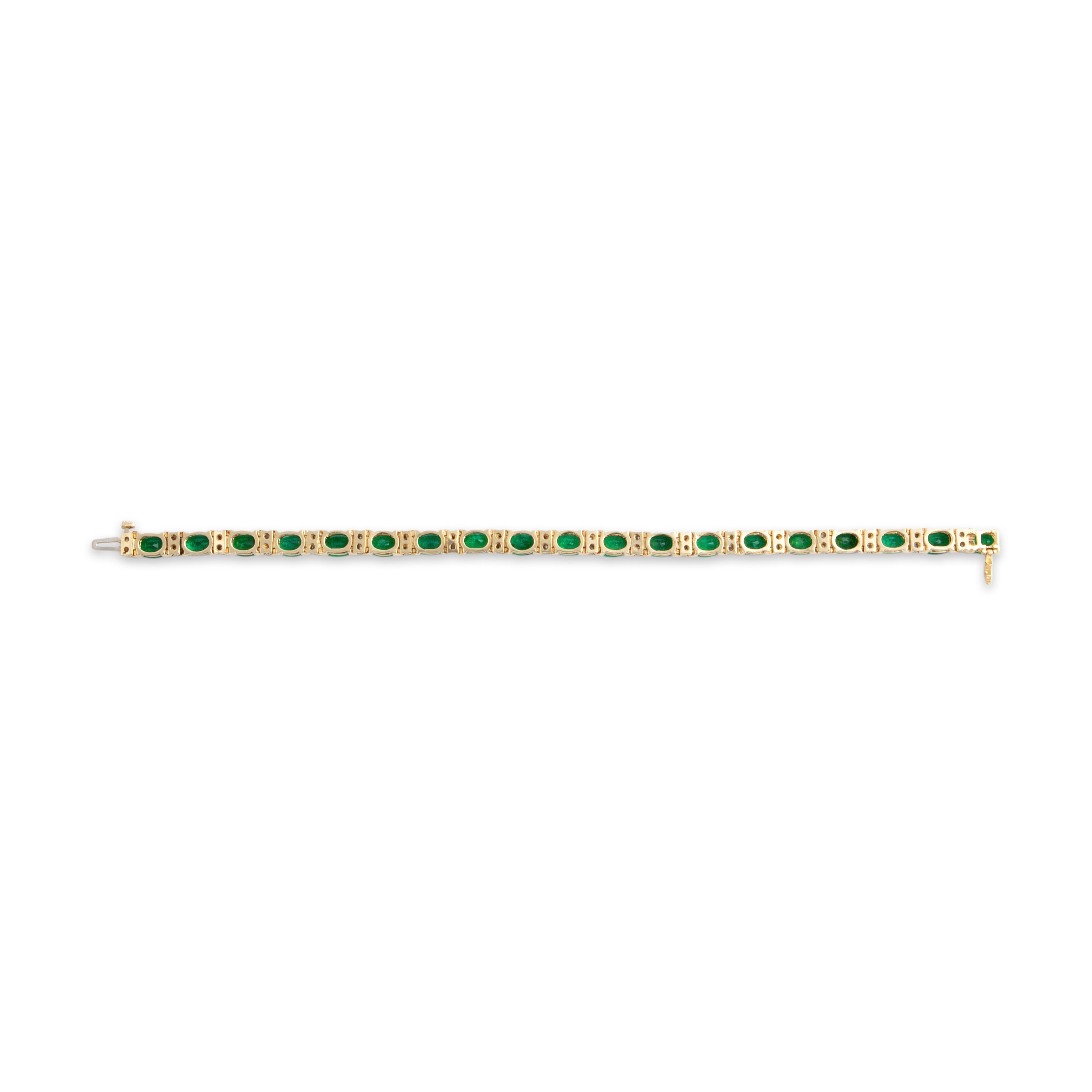 Vintage Substantial 14k Yellow Gold 10.27cttw Emerald Diamond Line Bracelet 6.75