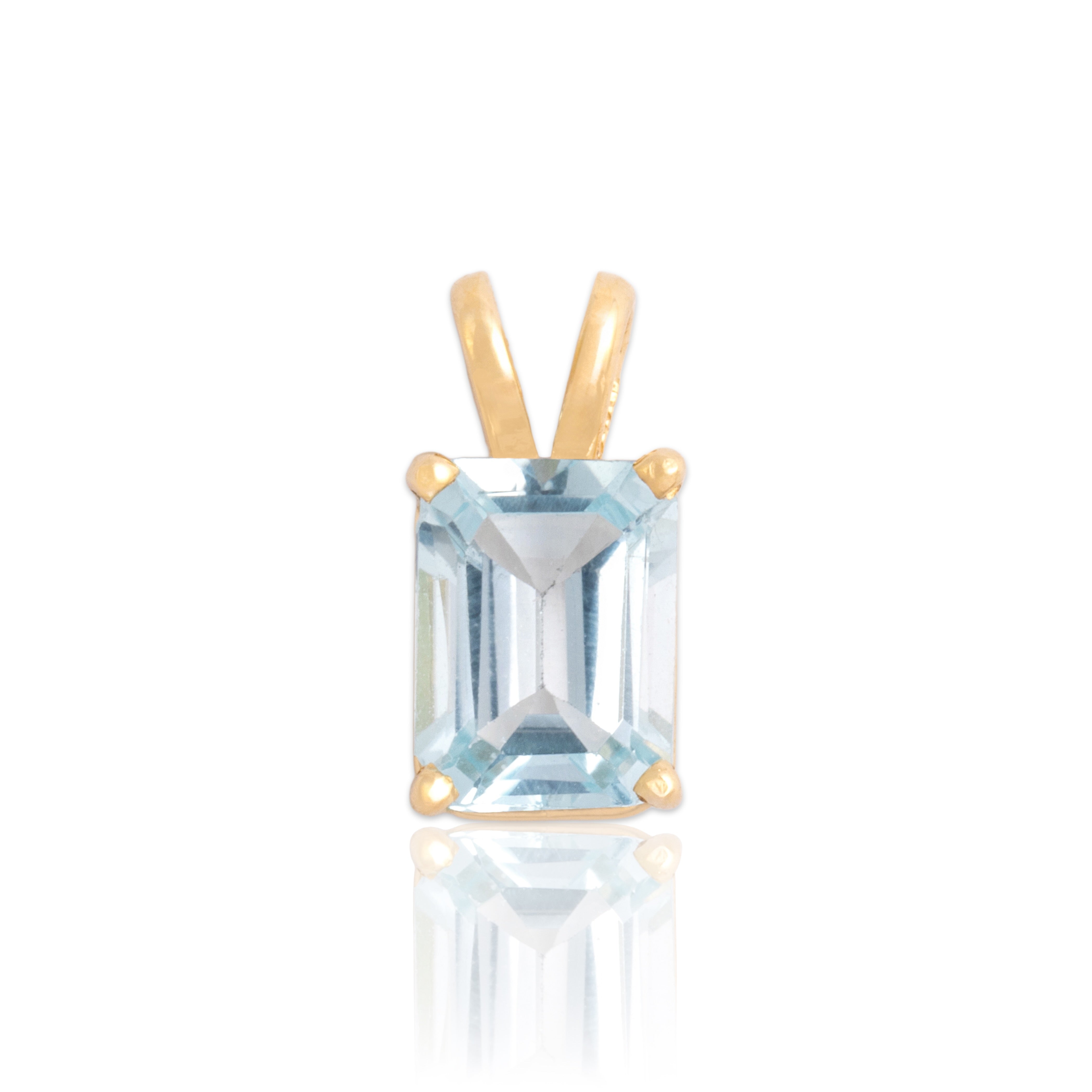 Vintage Small 14k Yellow Gold 1.57ct Light Blue Topaz Flashing Pool Pendant