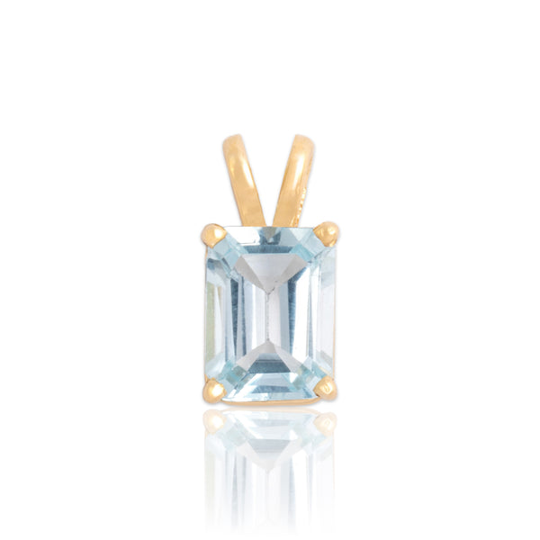 Vintage Small 14k Yellow Gold 1.57ct Light Blue Topaz Flashing Pool Pendant