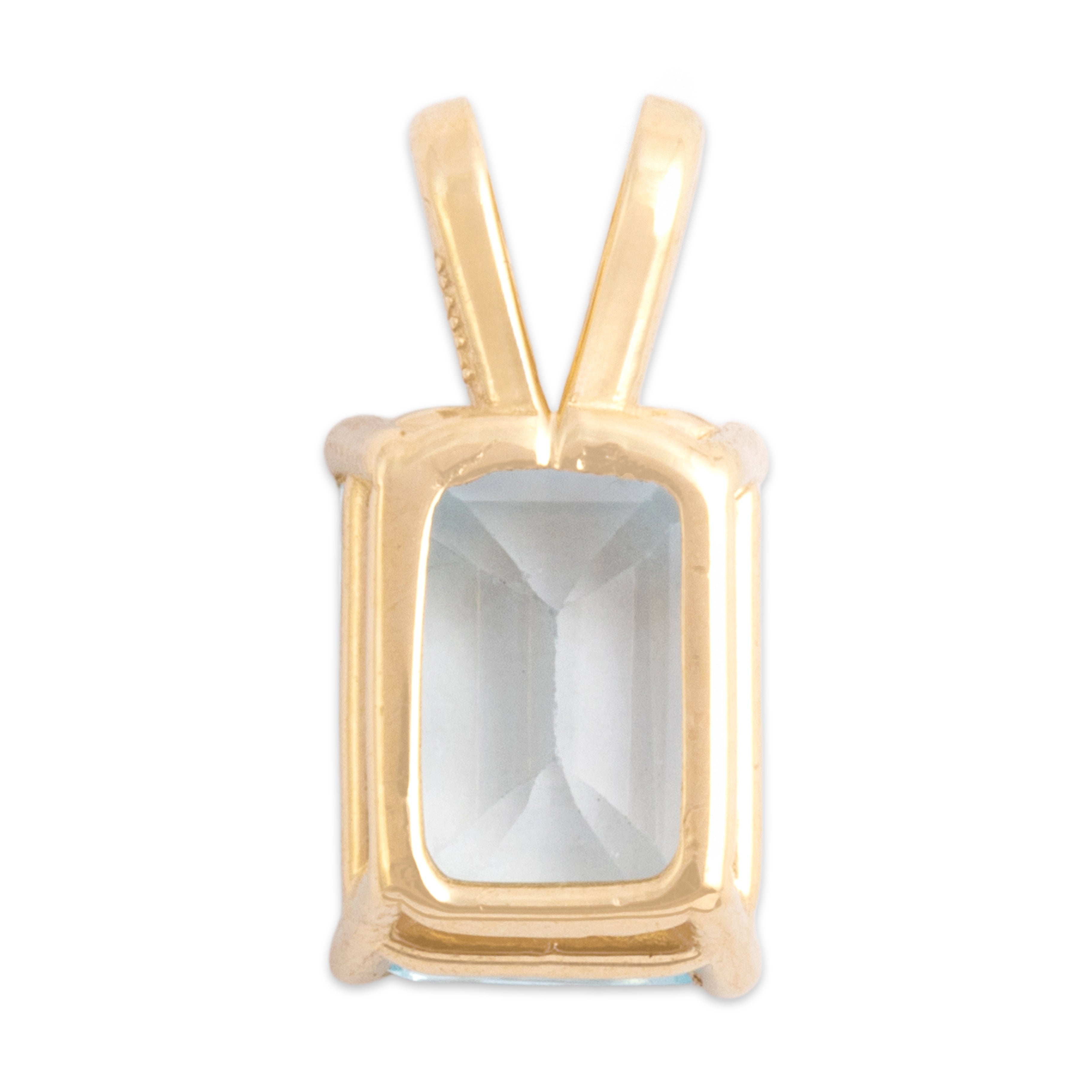 Vintage Small 14k Yellow Gold 1.57ct Light Blue Topaz Flashing Pool Pendant - Back view