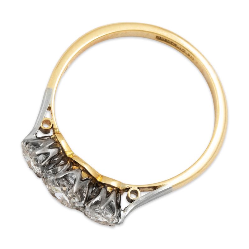 Vintage 18k Yellow Gold & Platinum .9cttw Diamond Exquisite Trio Ring 7.00