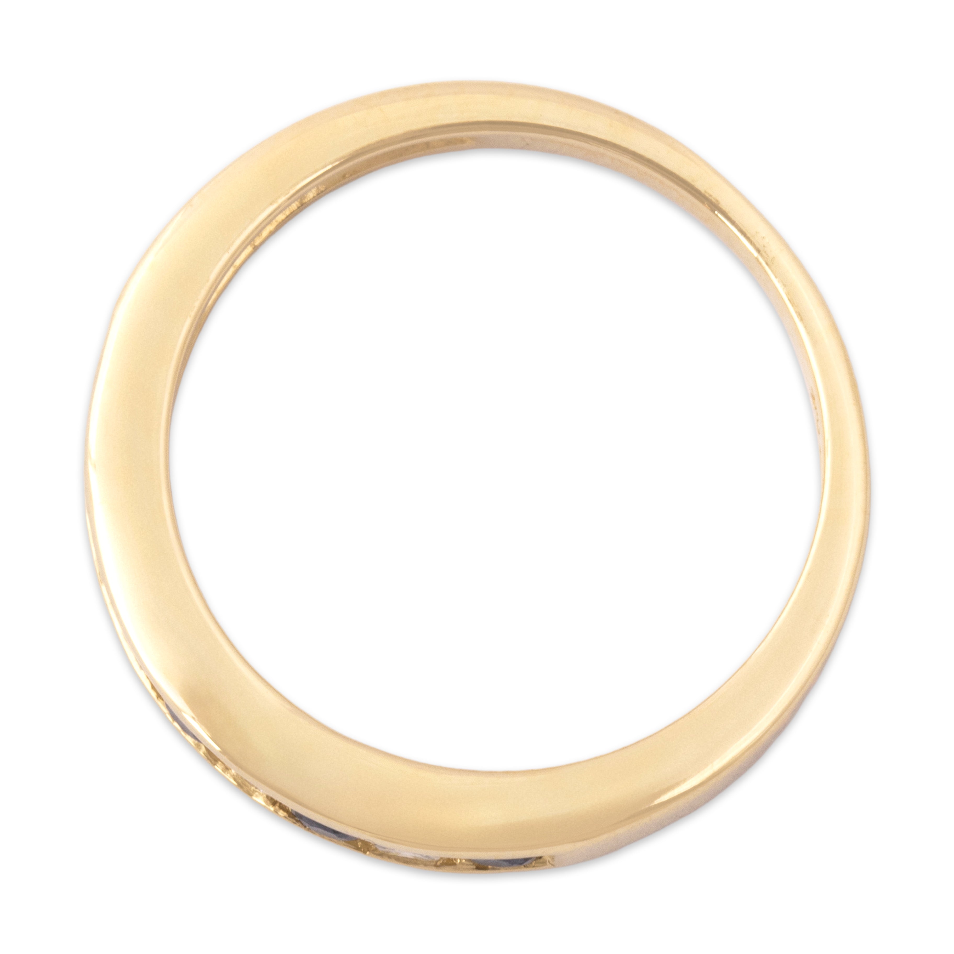 Vintage 14k Yellow Gold Blue Sapphire Diamond Classic Channel Band Ring - detail view #1
