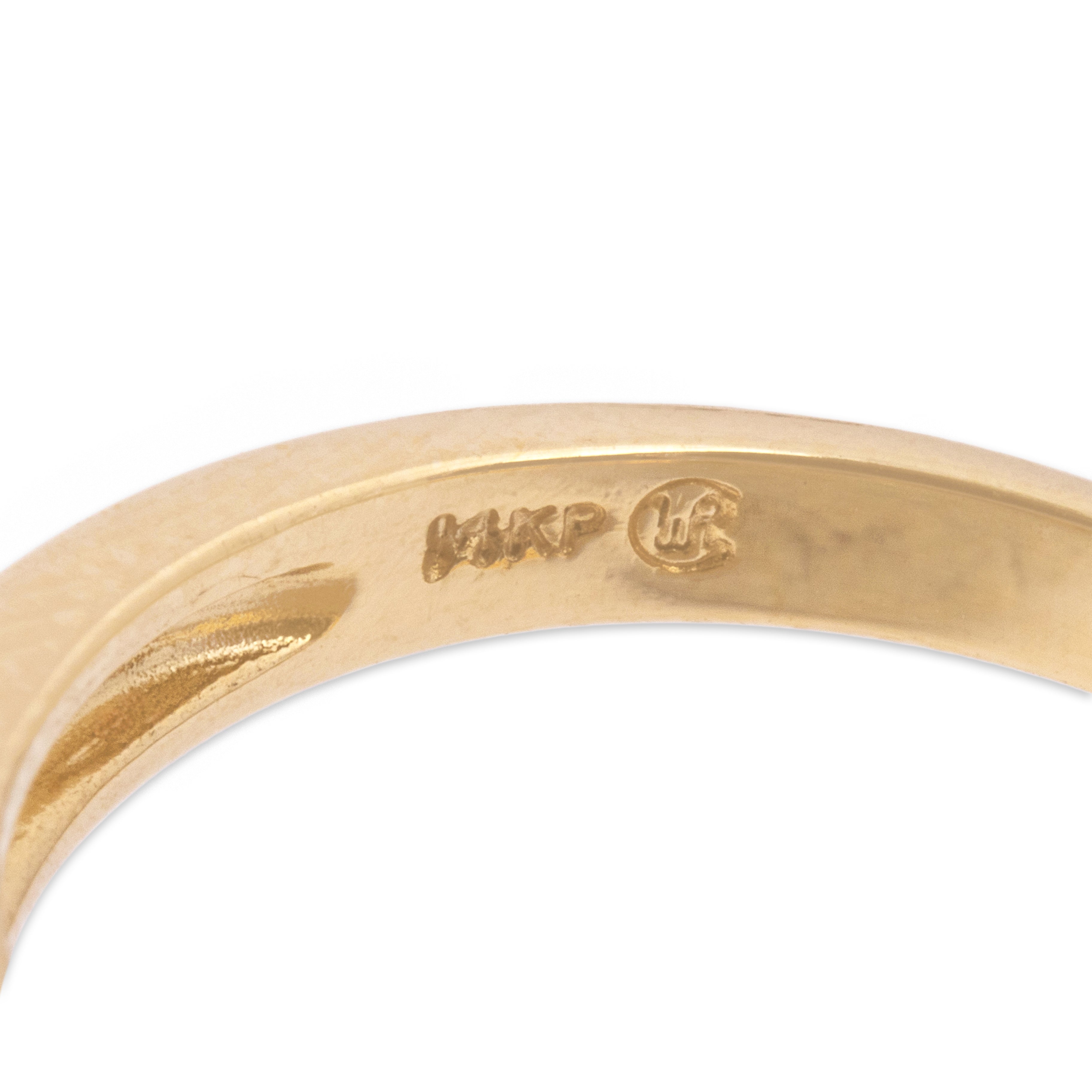 Vintage 14k Yellow Gold Blue Sapphire Diamond Classic Channel Band Ring - Hallmark view