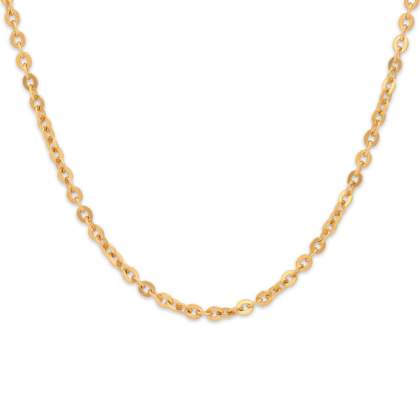 Vintage 18k Yellow Gold Chic 2.9mm Flat Link Cable Chain 20.25
