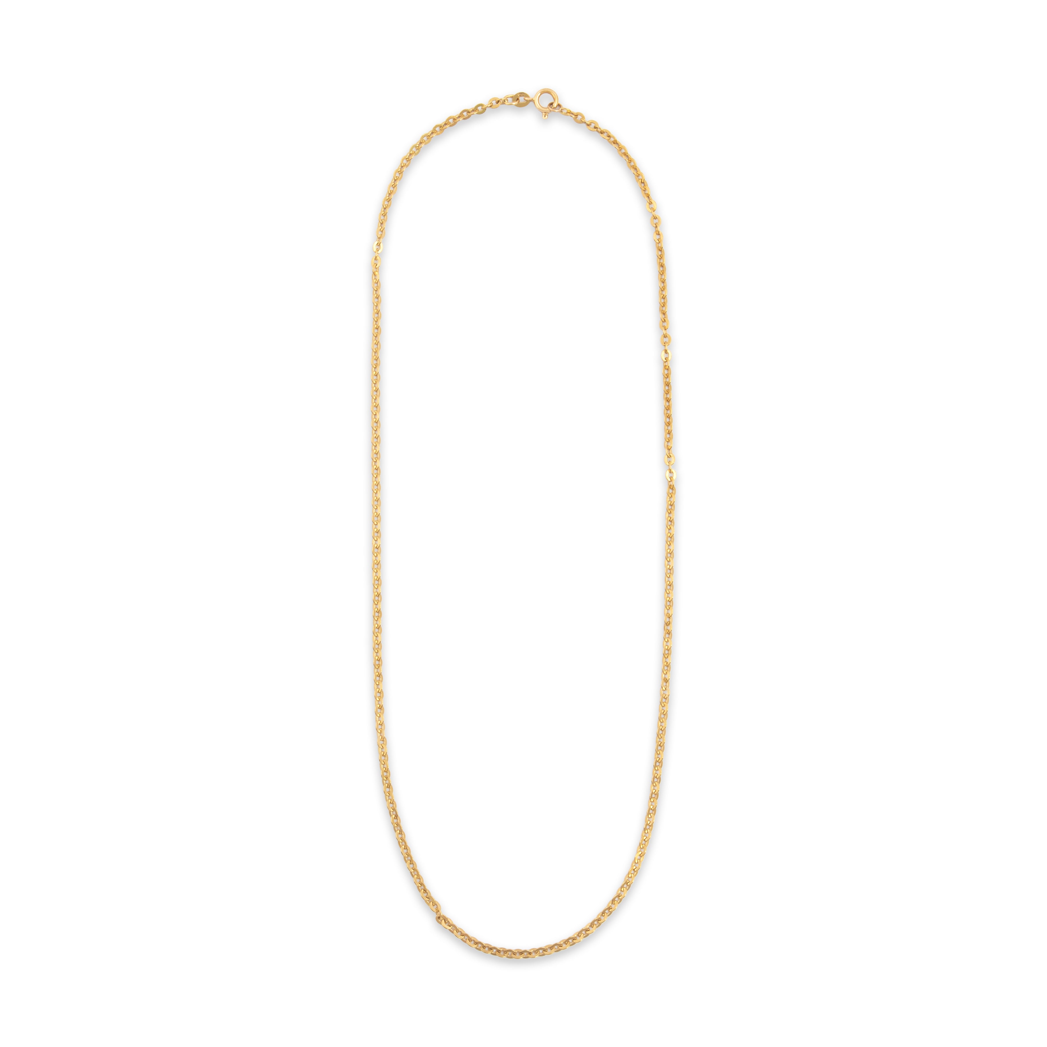 Vintage 18k Yellow Gold Flat Link Cable 2.9mm (At Link) Chain - Overall view