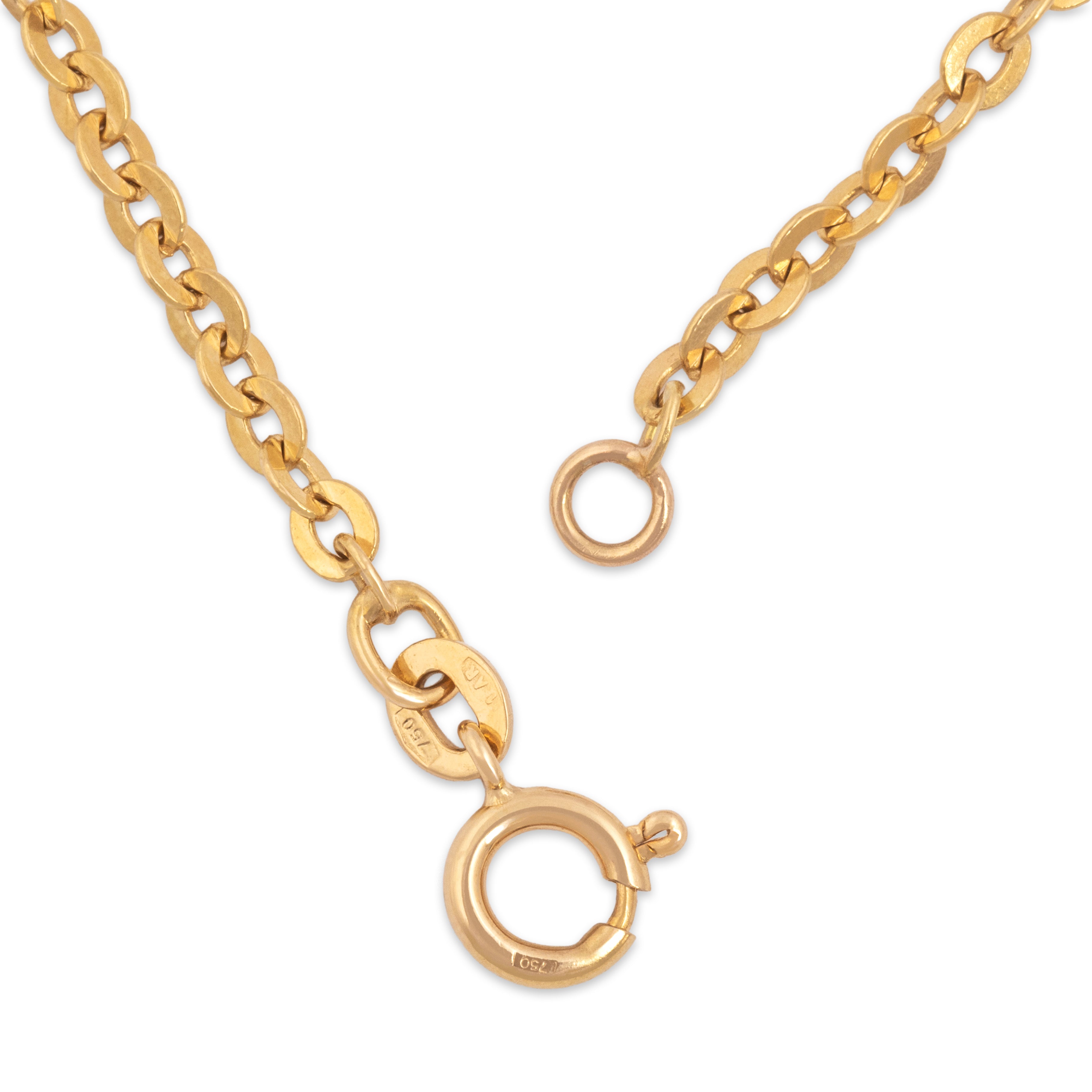 Vintage 18k Yellow Gold Flat Link Cable 2.9mm (At Link) Chain - clasp view