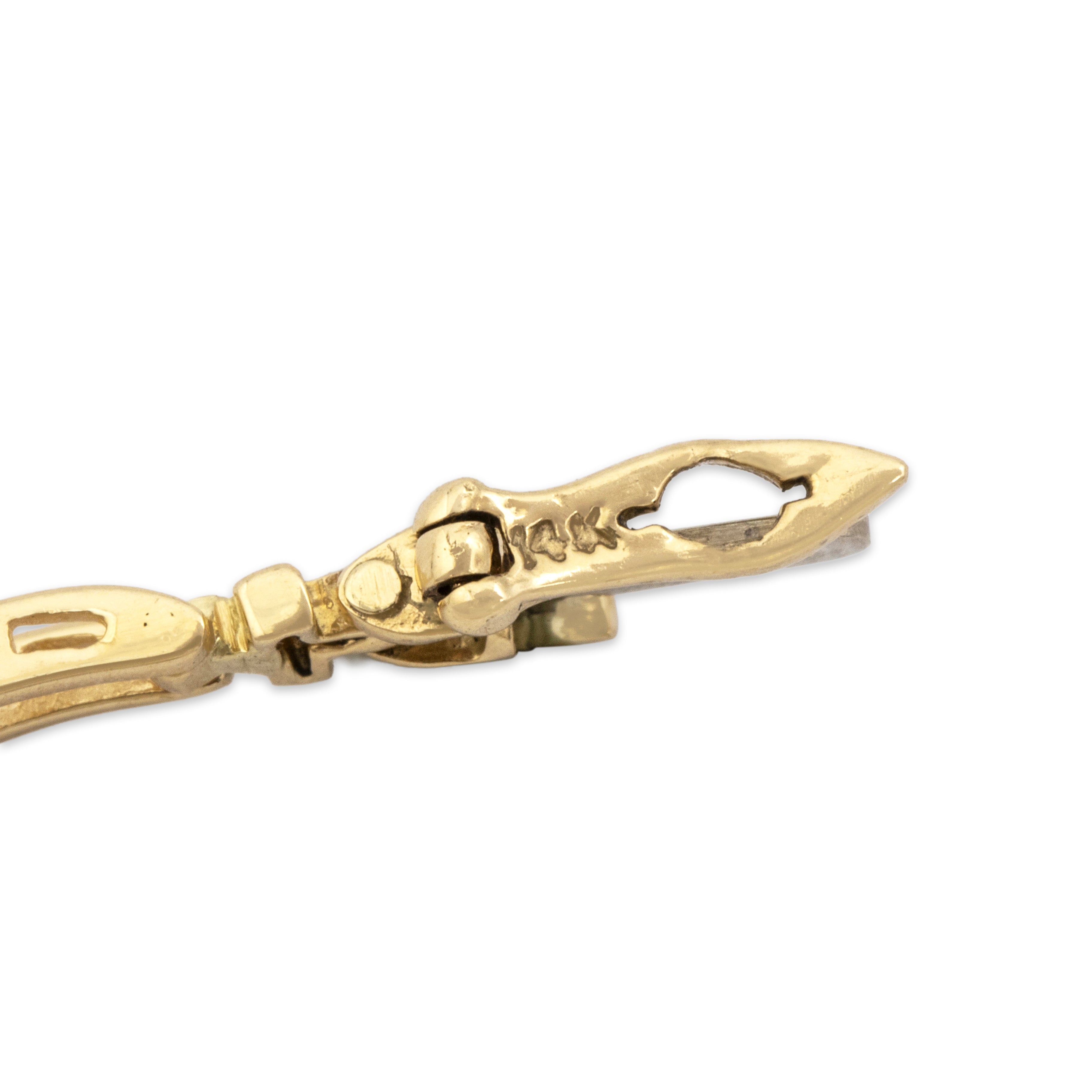 Vintage 14k Yellow Gold Emerald Diamond Oval Trio Station Bracelet - Hallmark view