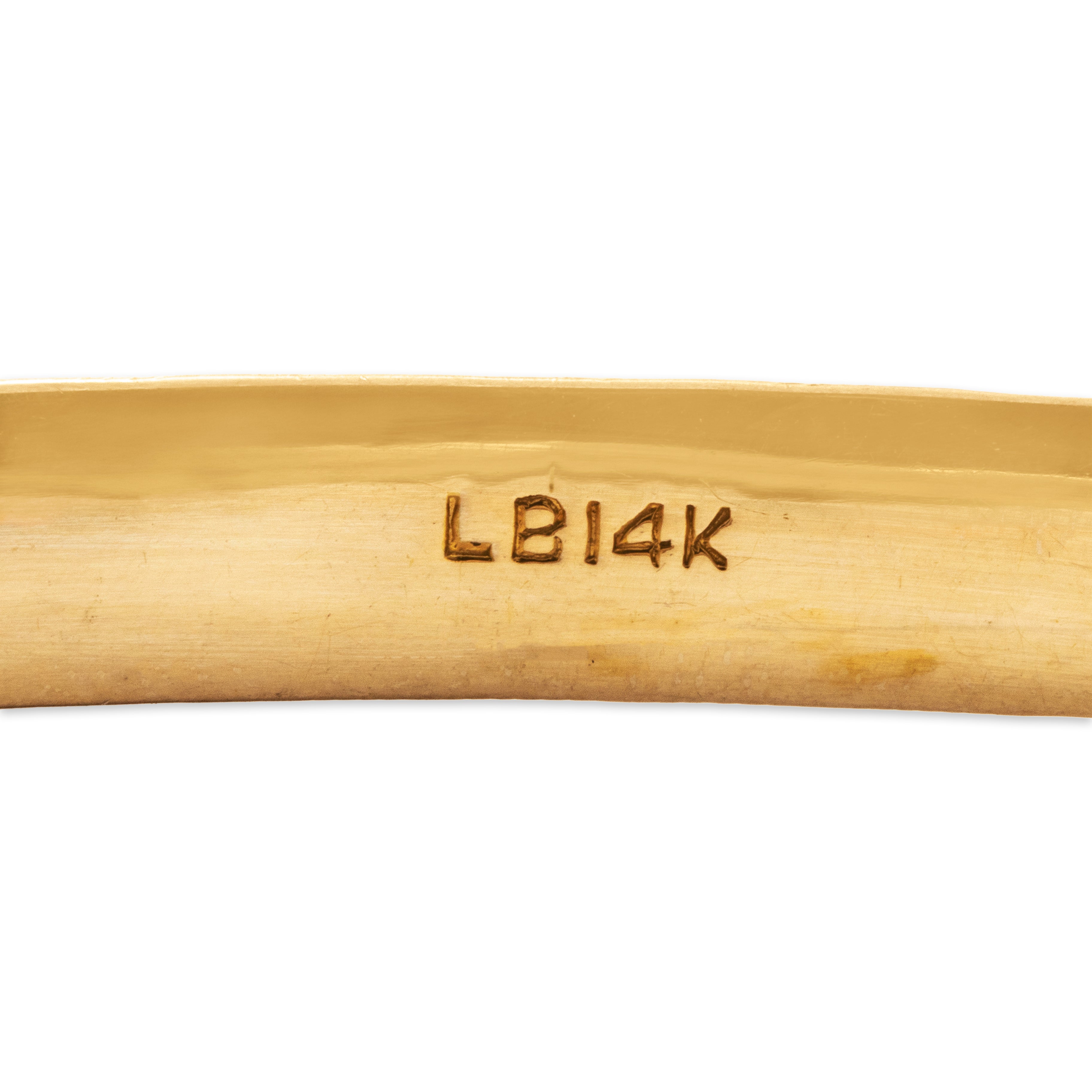 Antique 14k Yellow Gold Engraved Floral Foliate Bangle Bracelet - Hallmark view