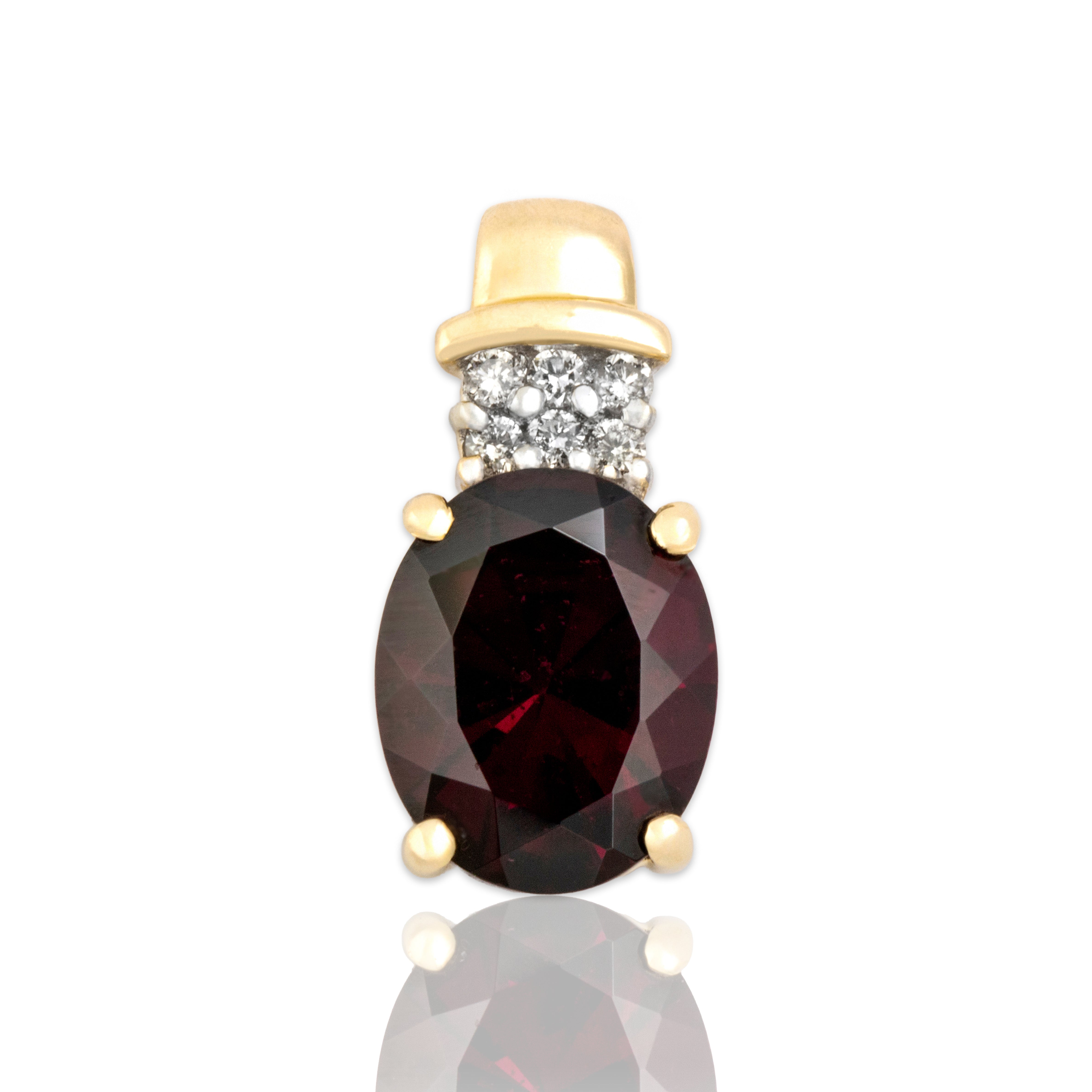 Vintage 14k Yellow Gold 3.33ct Pink Garnet Diamond Elegant Drop Oval Pendant - Close-up view