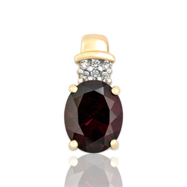 Vintage 14k Yellow Gold 3.33ct Pink Garnet Diamond Elegant Drop Oval Pendant