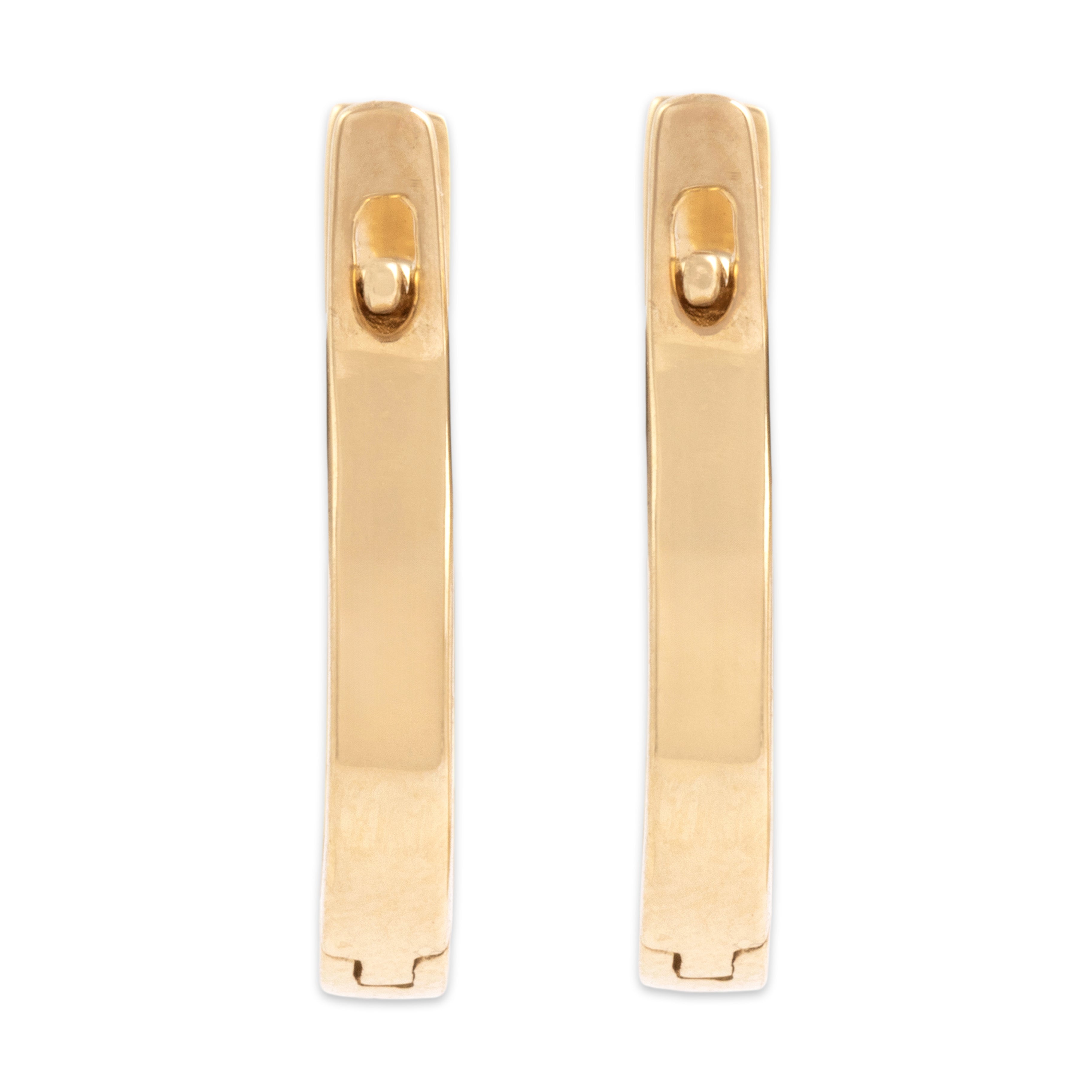 Vintage 14k Yellow Gold Diamond Elegant Sparkling Channel Hoop Earrings - Back view