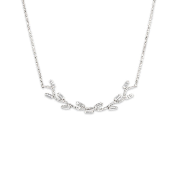Estate 18k & 14k White Gold .51cttw Diamond Whimsical Branch Necklace 19.5