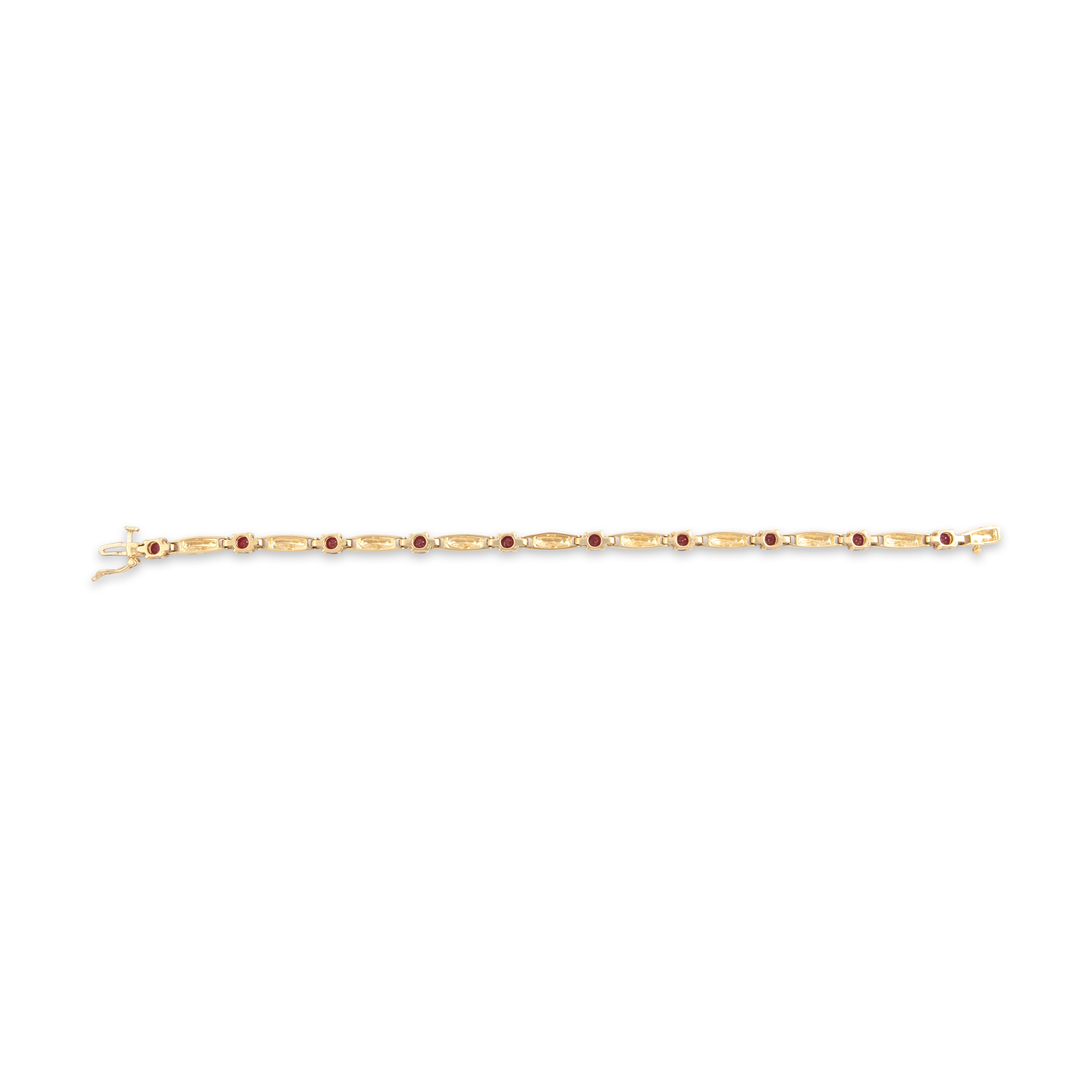 Vintage 14k Yellow Gold 2.68cttw Ruby Diamond Elegant Brushed Trio Link Bracelet - Back view