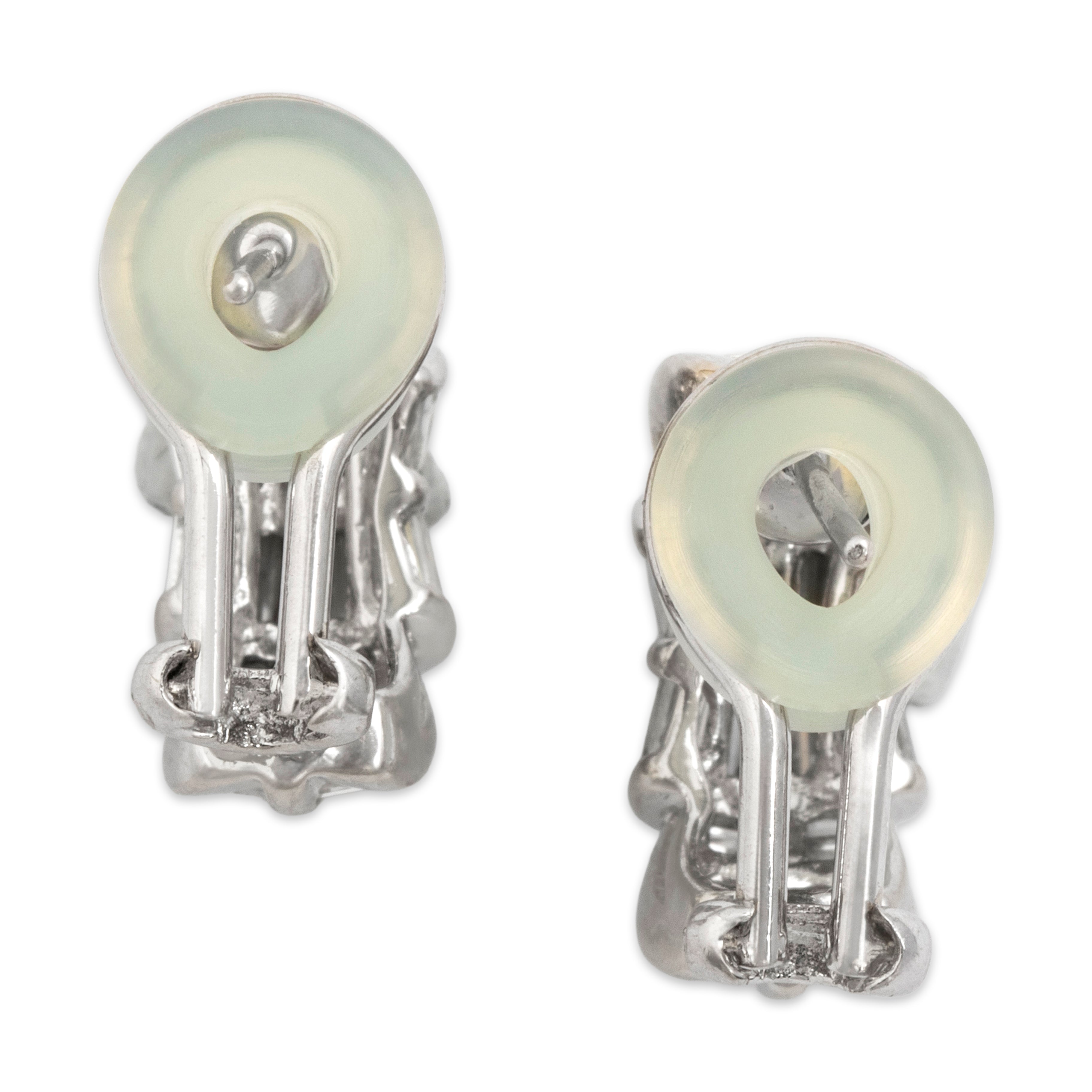 Vintage 18k White Gold 2.27cttw Diamond Sparkling Bowties Earrings - Back view