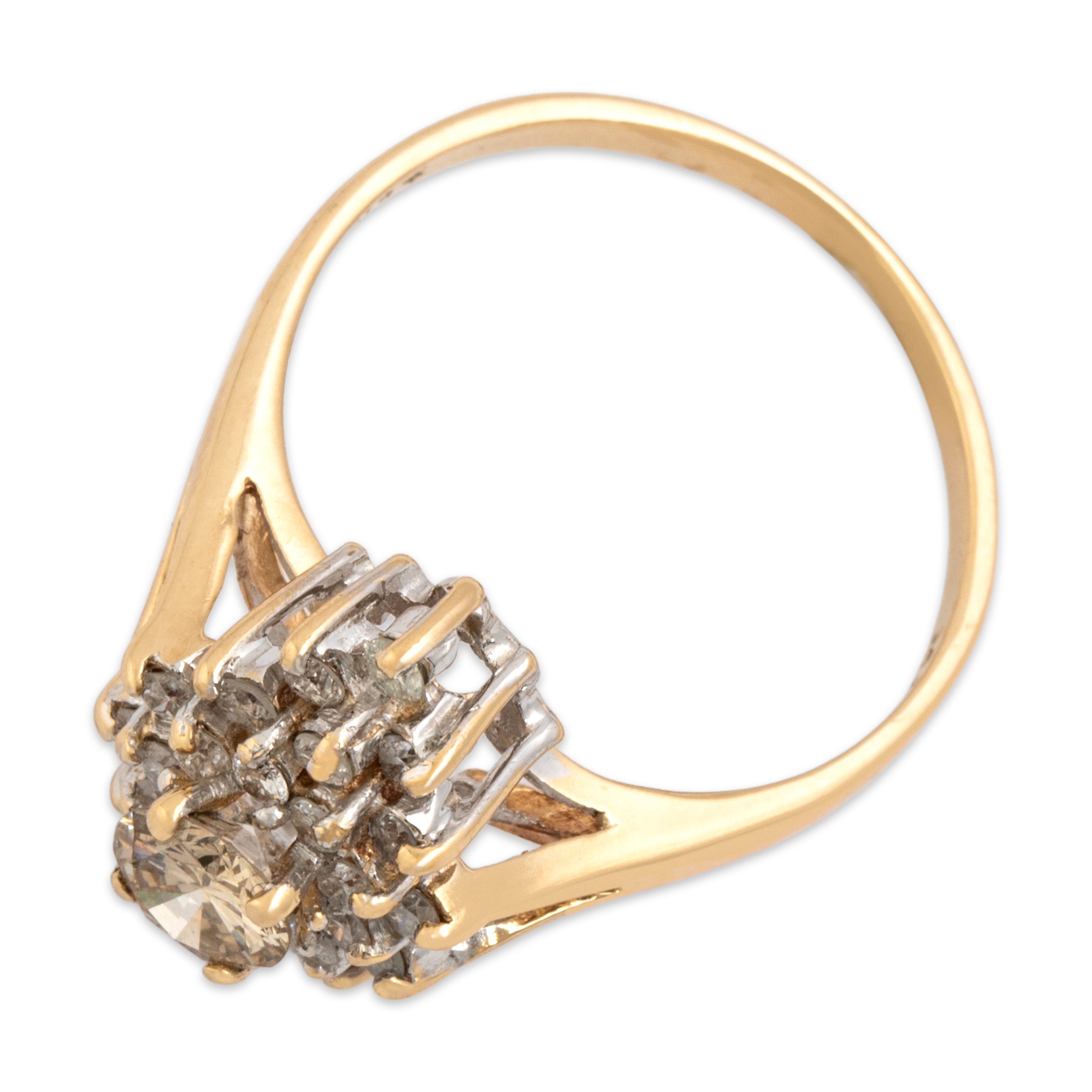 Vintage 14k Yellow & White Gold [Custom Carat] Stunning Navette Cluster Ring - Overall view