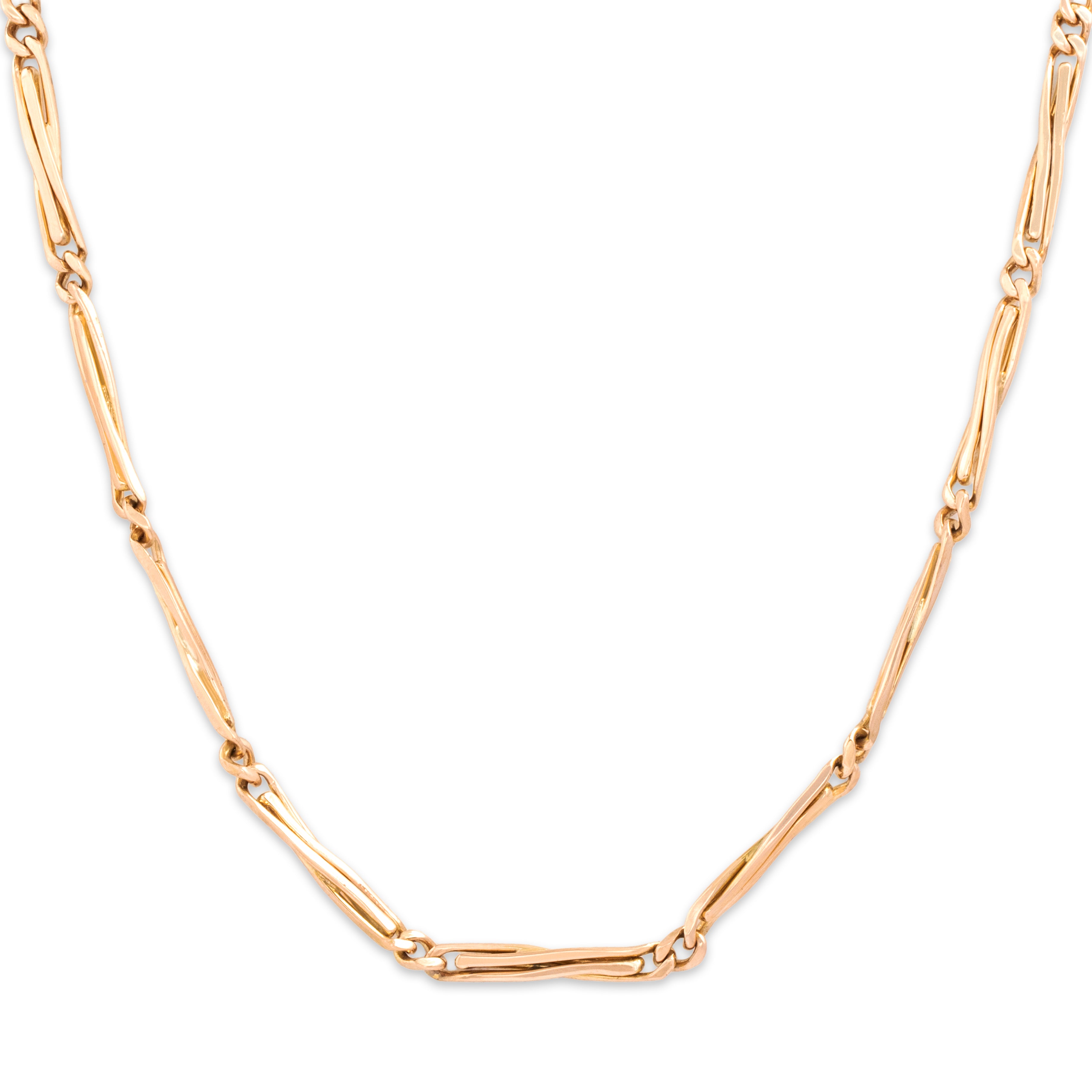 Antique Victorian Austro-Hungarian 14k Rosy Yellow Gold Watch Chain Necklace 17.25