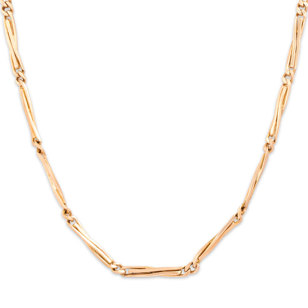 Antique Victorian Austro-Hungarian 14k Rosy Yellow Gold Watch Chain Necklace 17.25