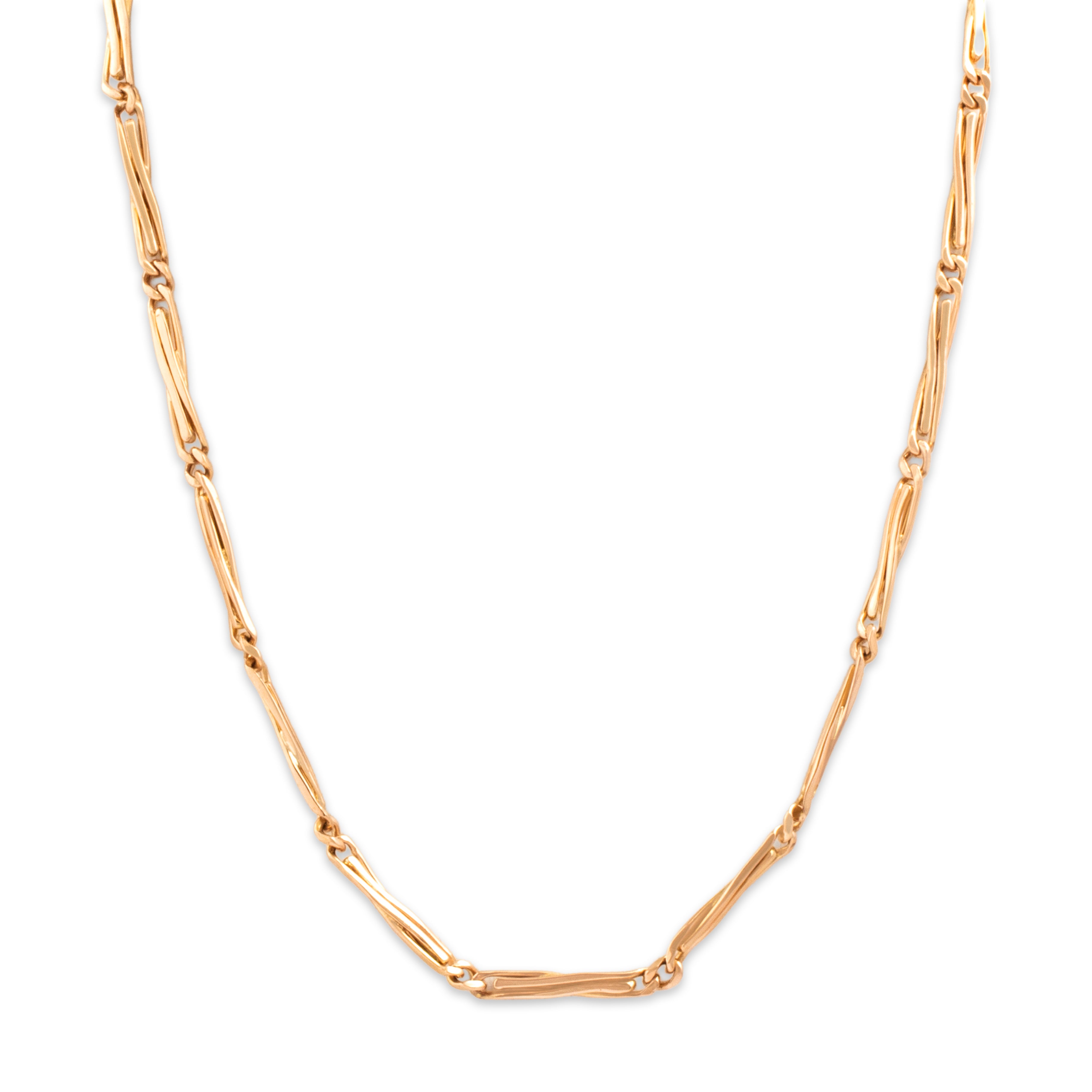 Antique Victorian Austro-Hungarian 14k Rosy Yellow Gold Watch Chain Necklace 17.25