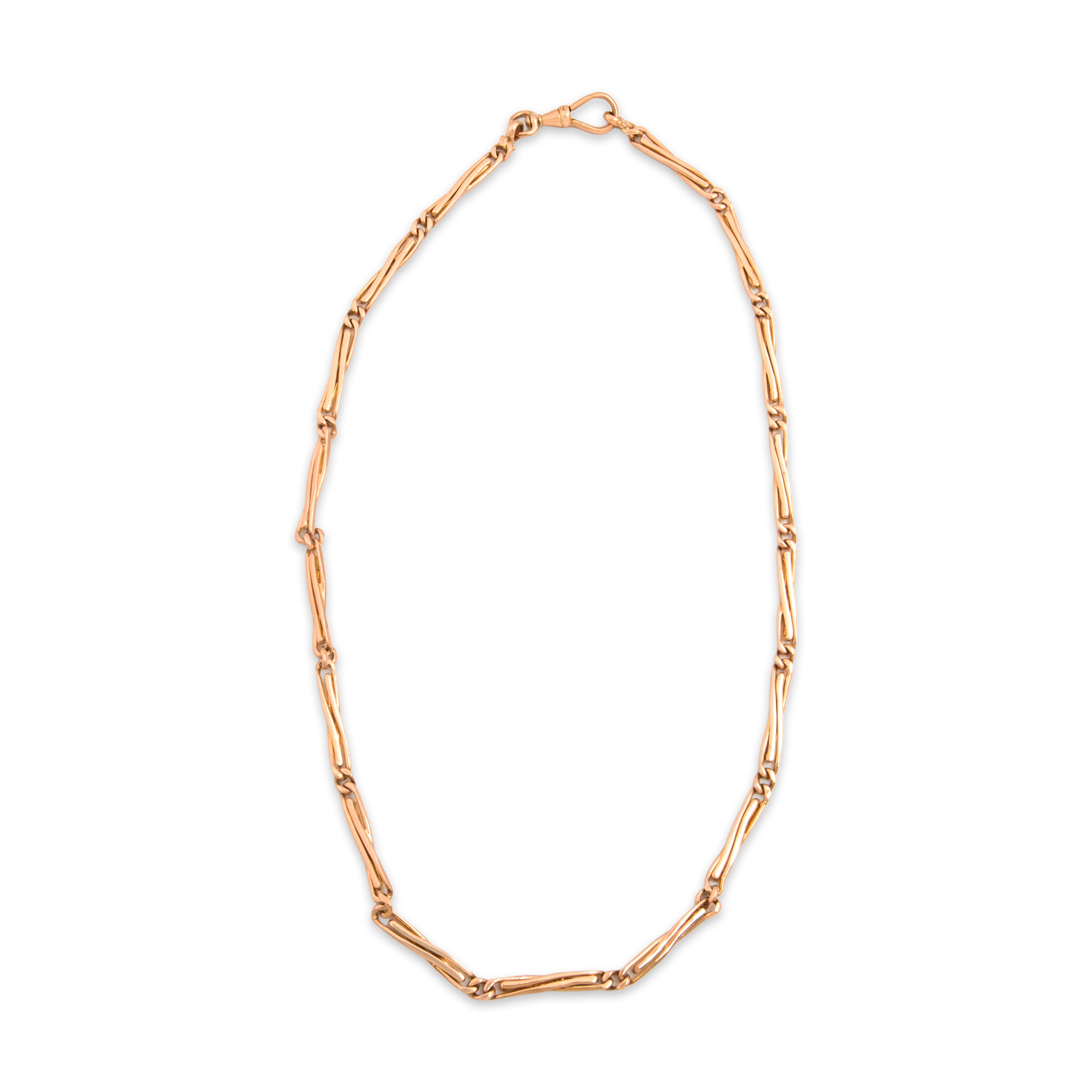 Antique Victorian Austro-Hungarian 14k Rosy Yellow Gold Watch Chain Necklace 17.25