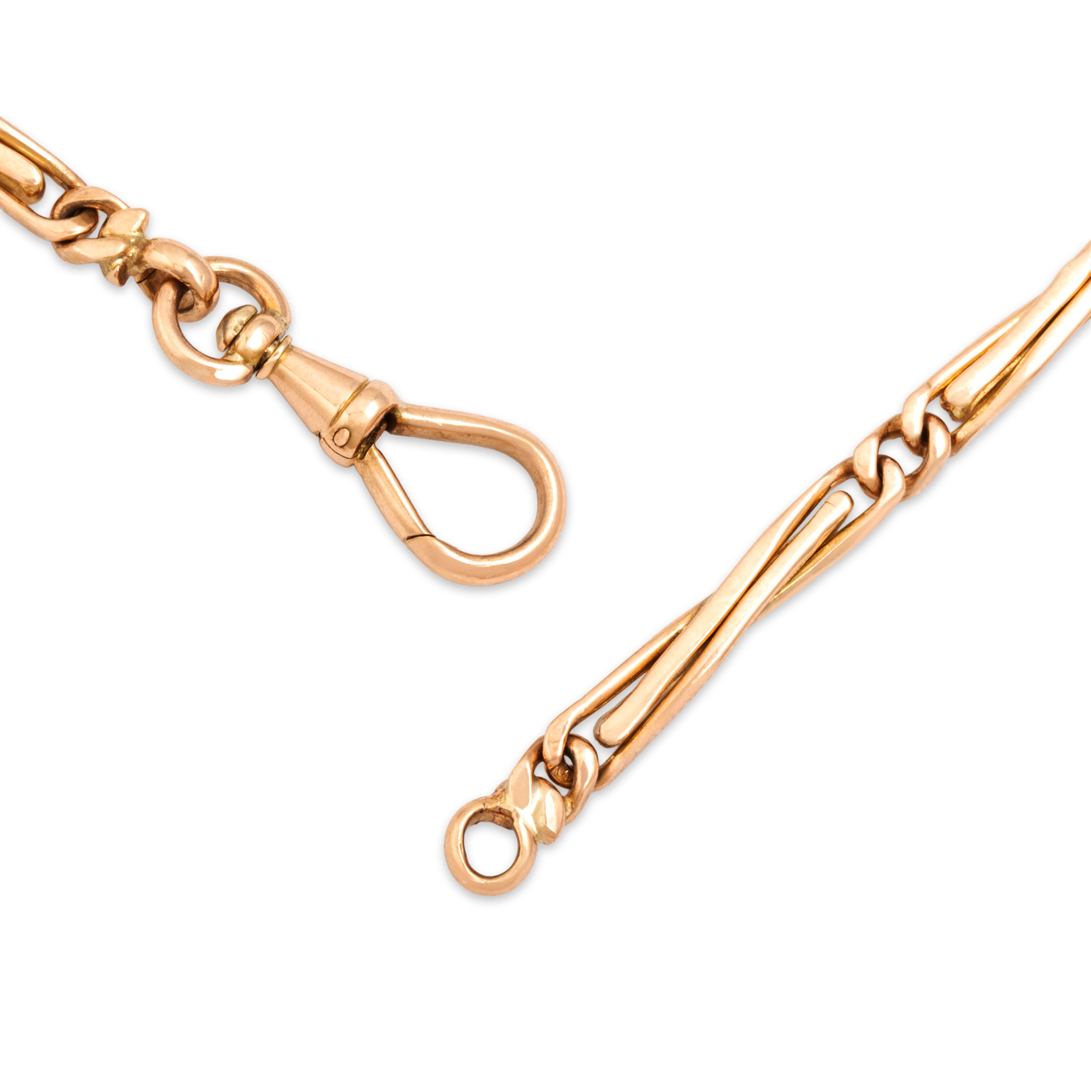 Antique Victorian Austro-Hungarian 14k Rosy Yellow Gold Watch Chain Necklace 17.25
