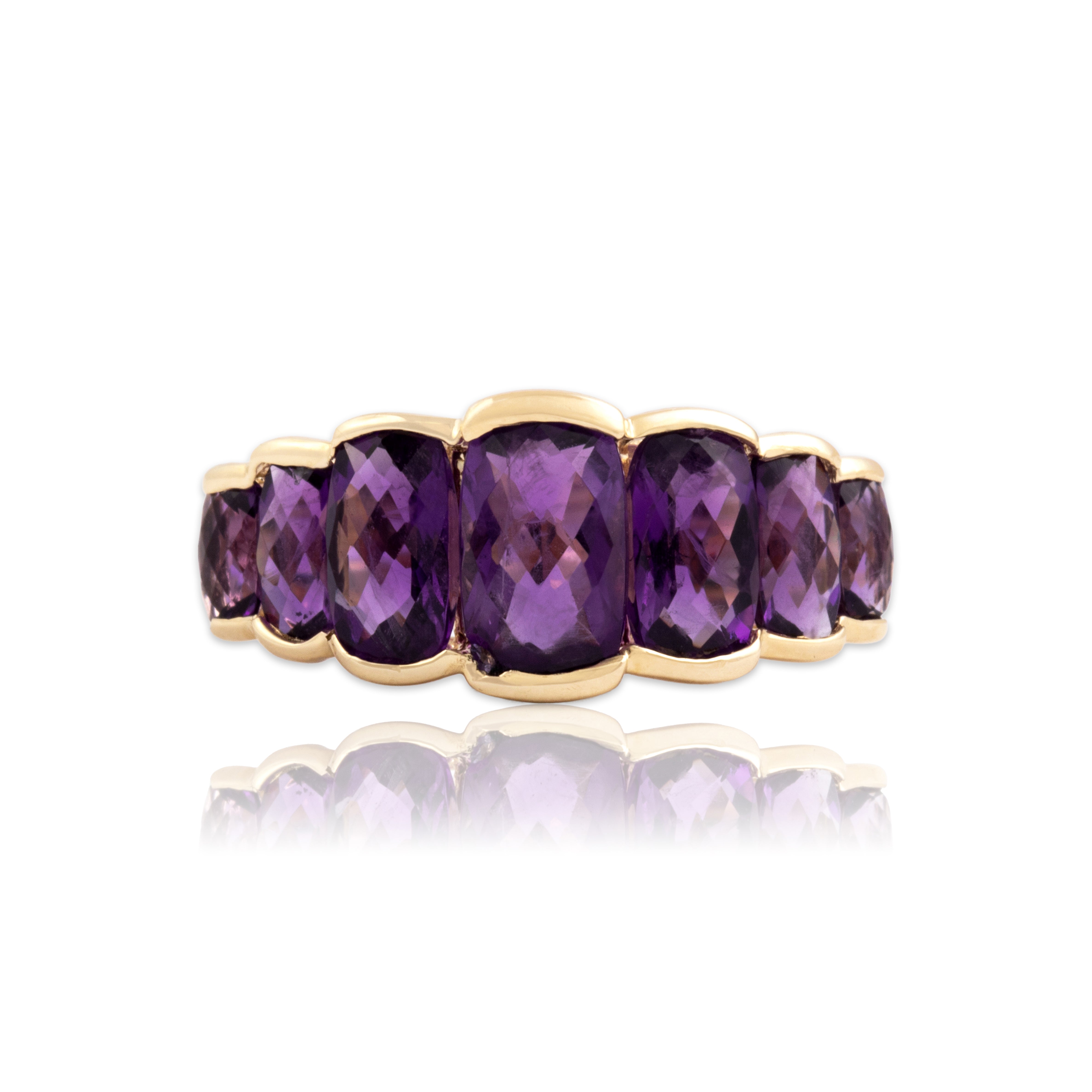 Vintage 10k Yellow Gold 2.6cttw Amethyst Bold Checkerboard Step Ring 7.25