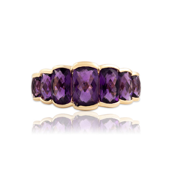 Vintage 10k Yellow Gold 2.6cttw Amethyst Bold Checkerboard Step Ring 7.25