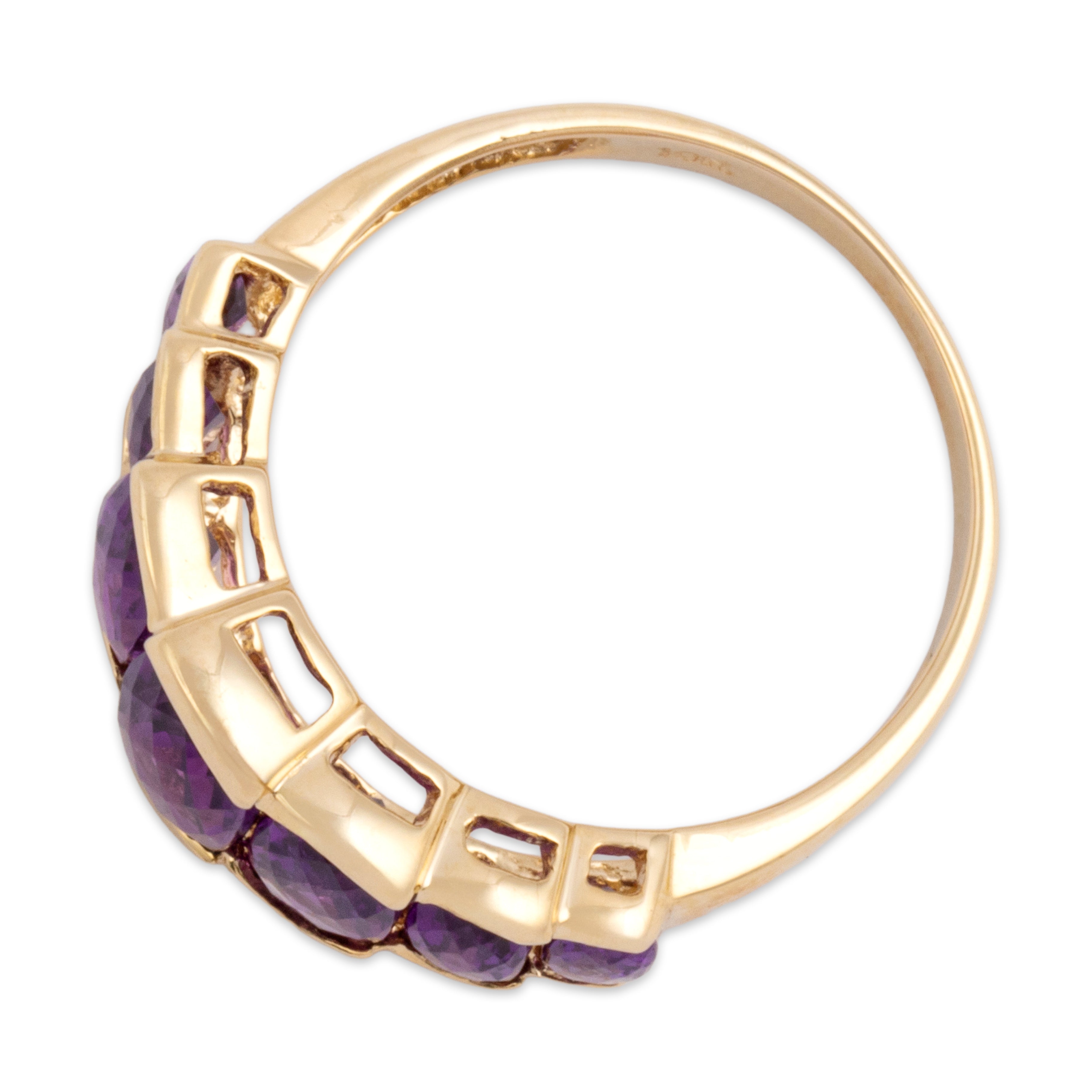 Vintage 10k Yellow Gold 2.6cttw Amethyst Bold Checkerboard Step Ring - Overall view