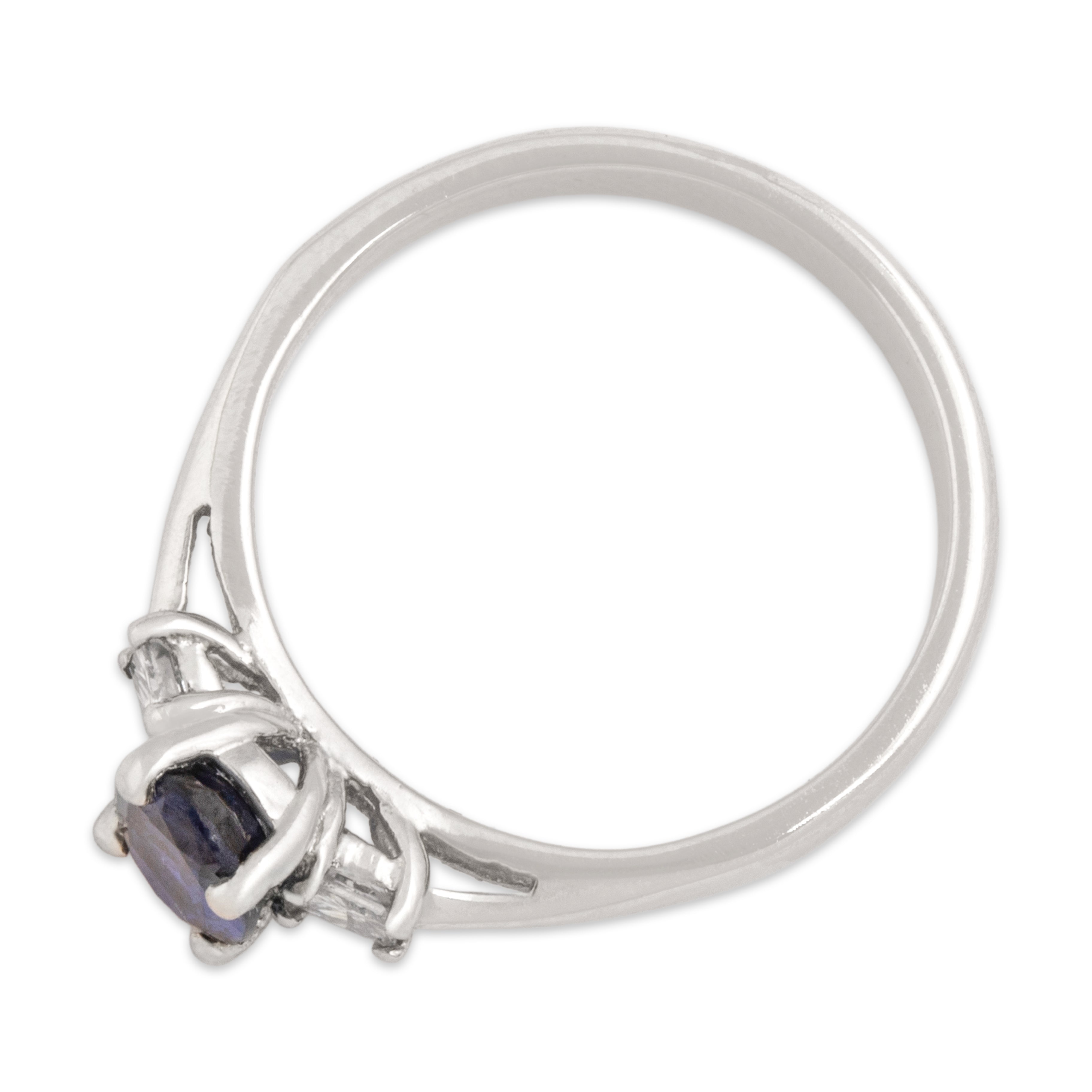Vintage Platinum .91ct Blue Sapphire Diamond Gia Vibrant Dazzling Trio Ring - Overall view