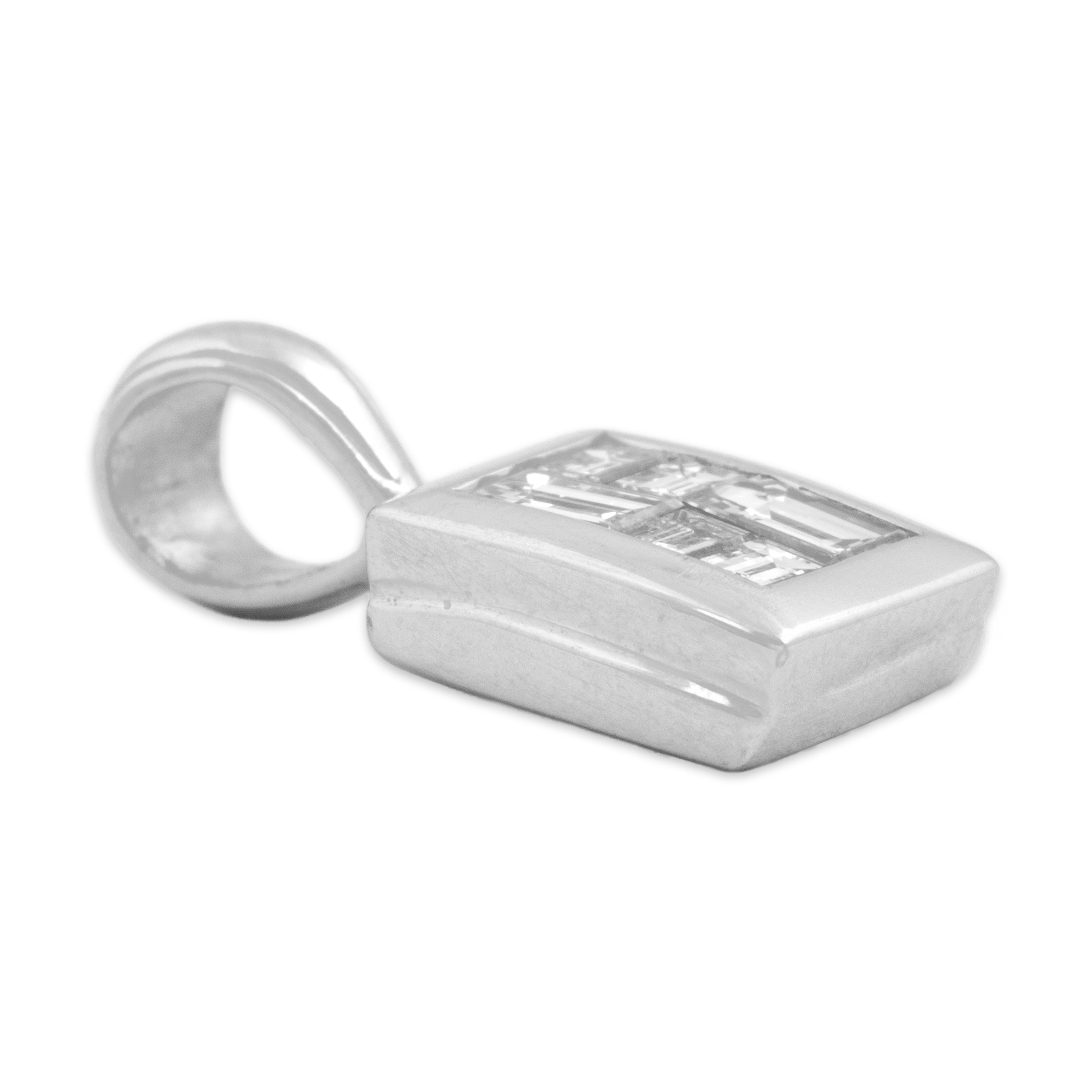 Vintage 14k White Gold Diamond Geometric Rectangle Pendant - Side view