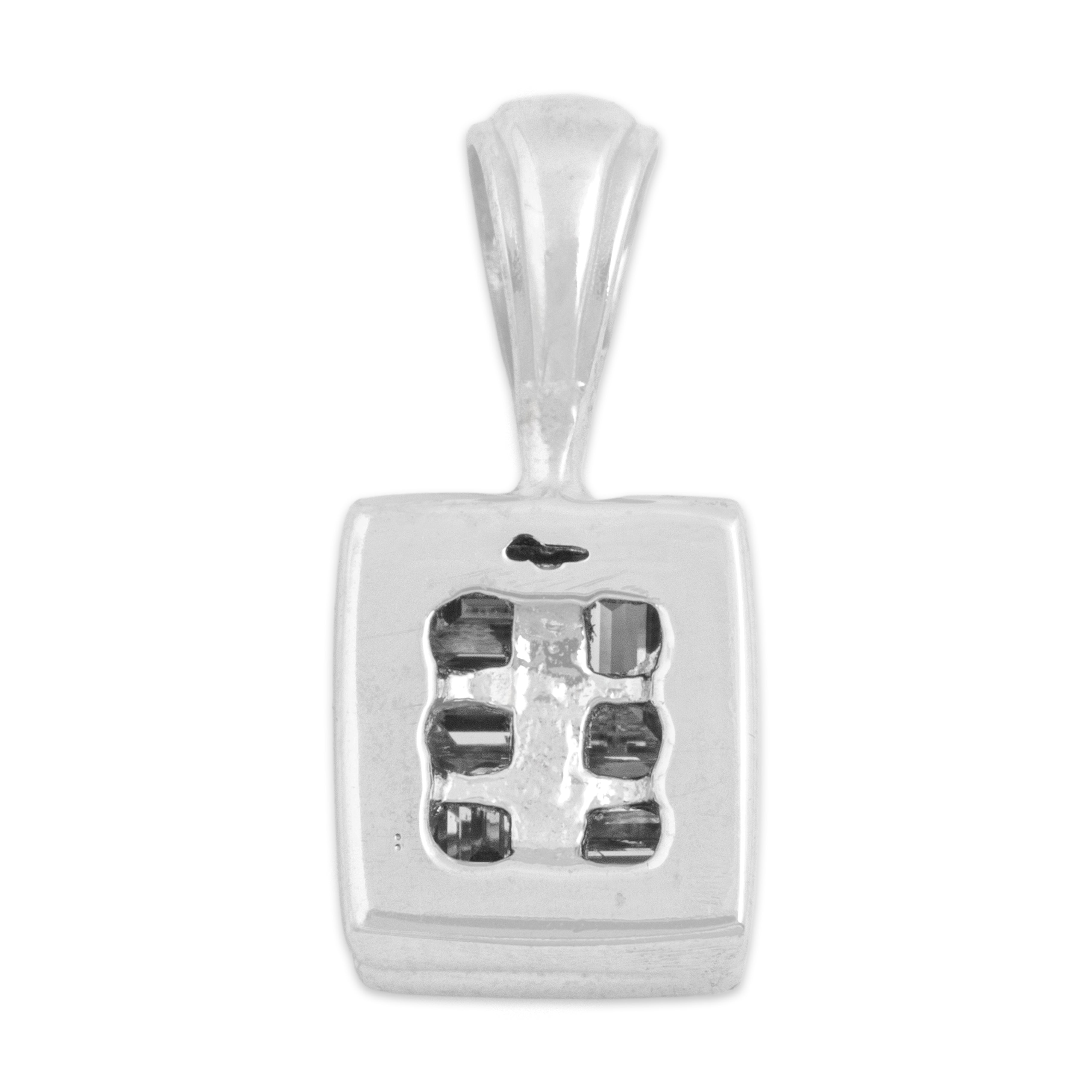 Vintage 14k White Gold Diamond Geometric Rectangle Pendant - Back view