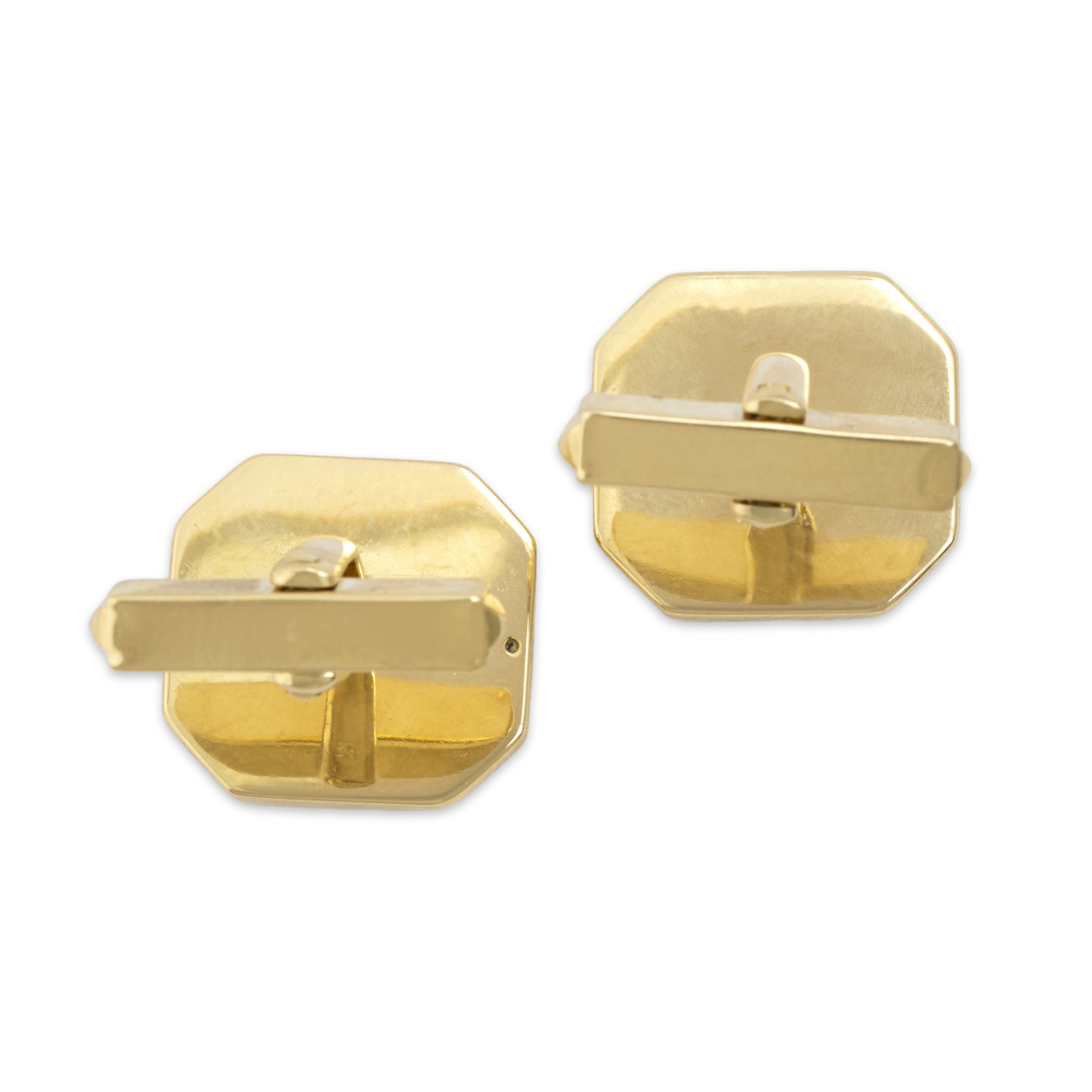 Vintage 14k Yellow Gold Lapis Lazuli Bold Gleaming Octagonal Cufflinks - detail view #1