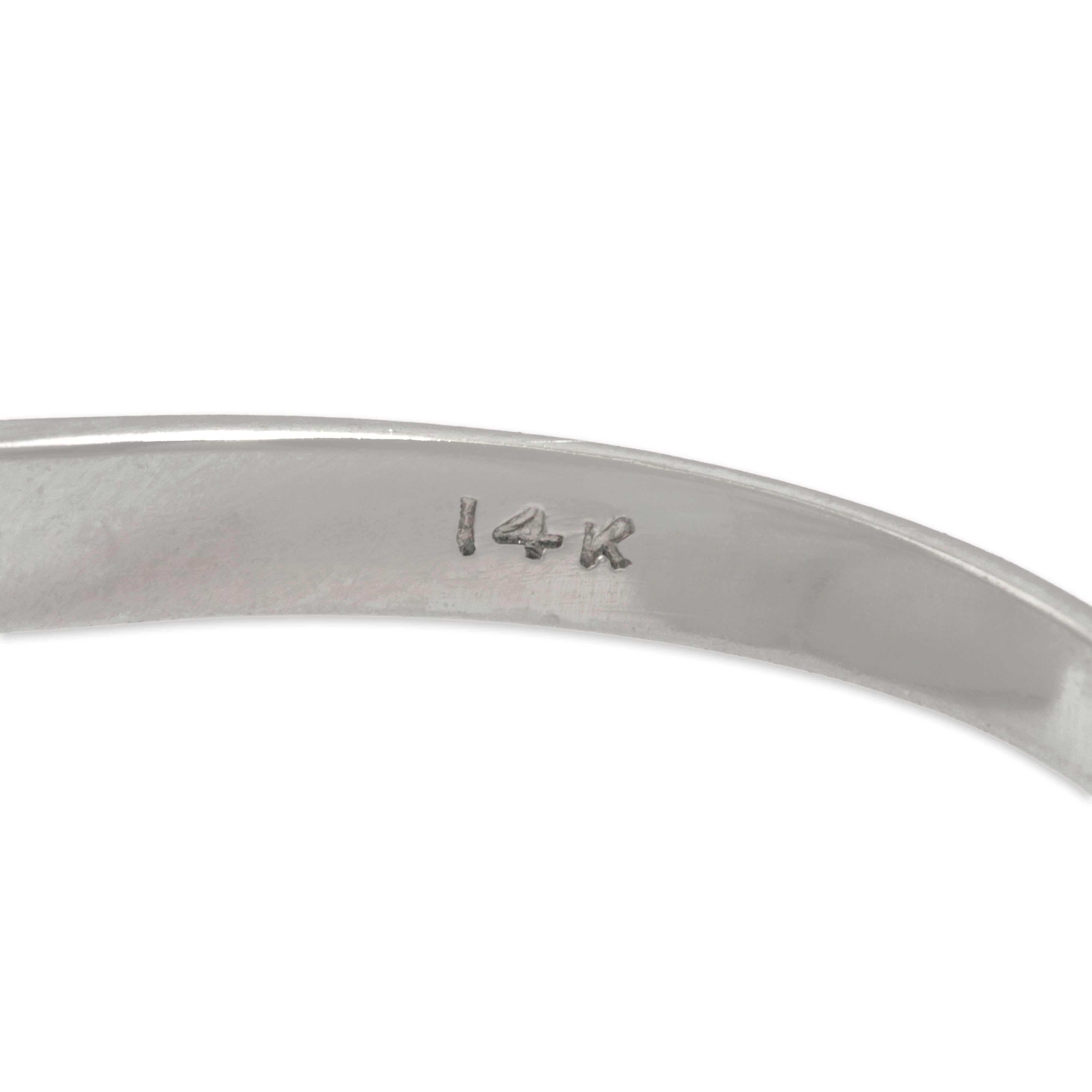 Antique 14k White Gold Synthetic Ruby Natural Diamond Diagonal Detail Ring 5.25