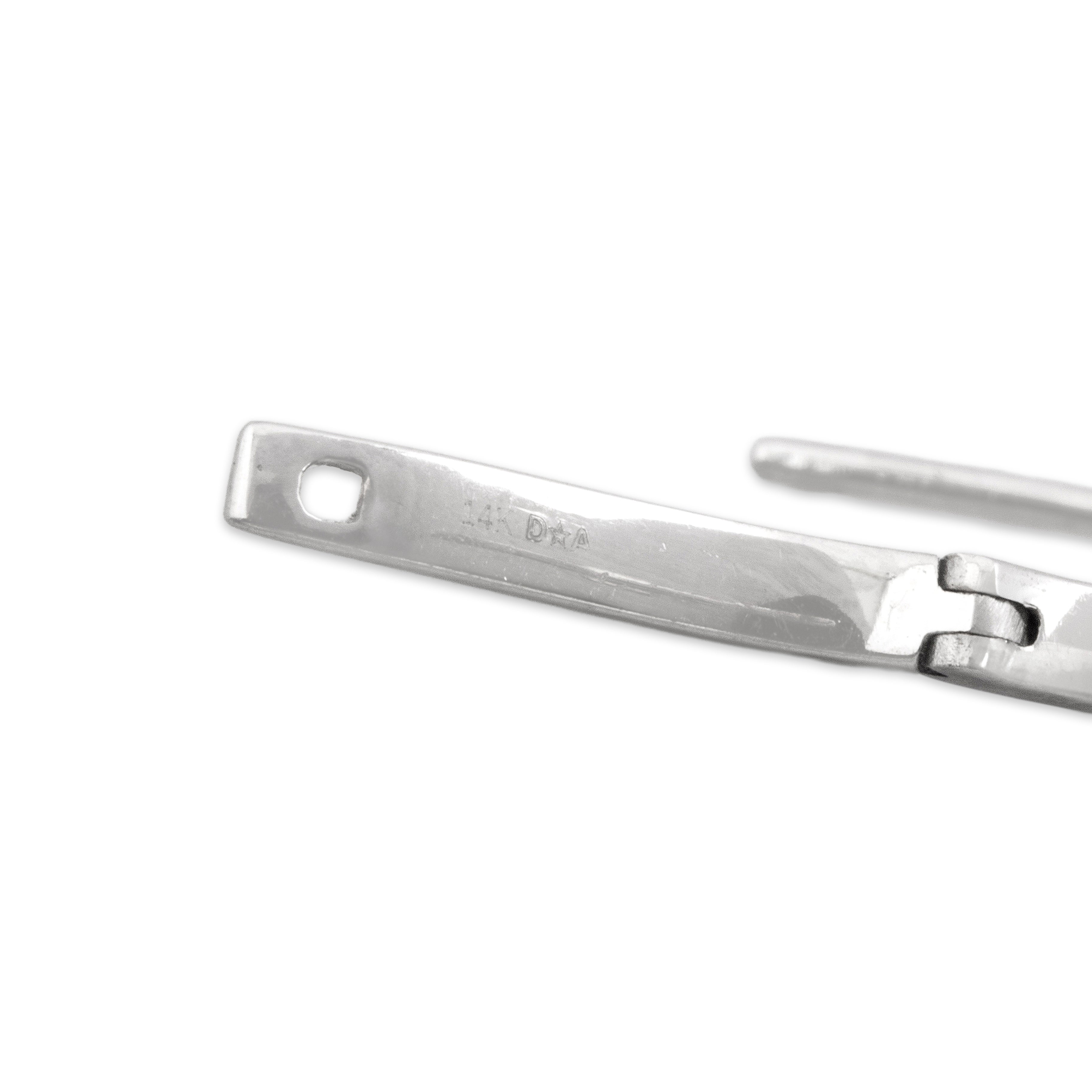 Estate 14k White Gold Diamond Everyday Sparkling Line Hoop Earrings - Hallmark view