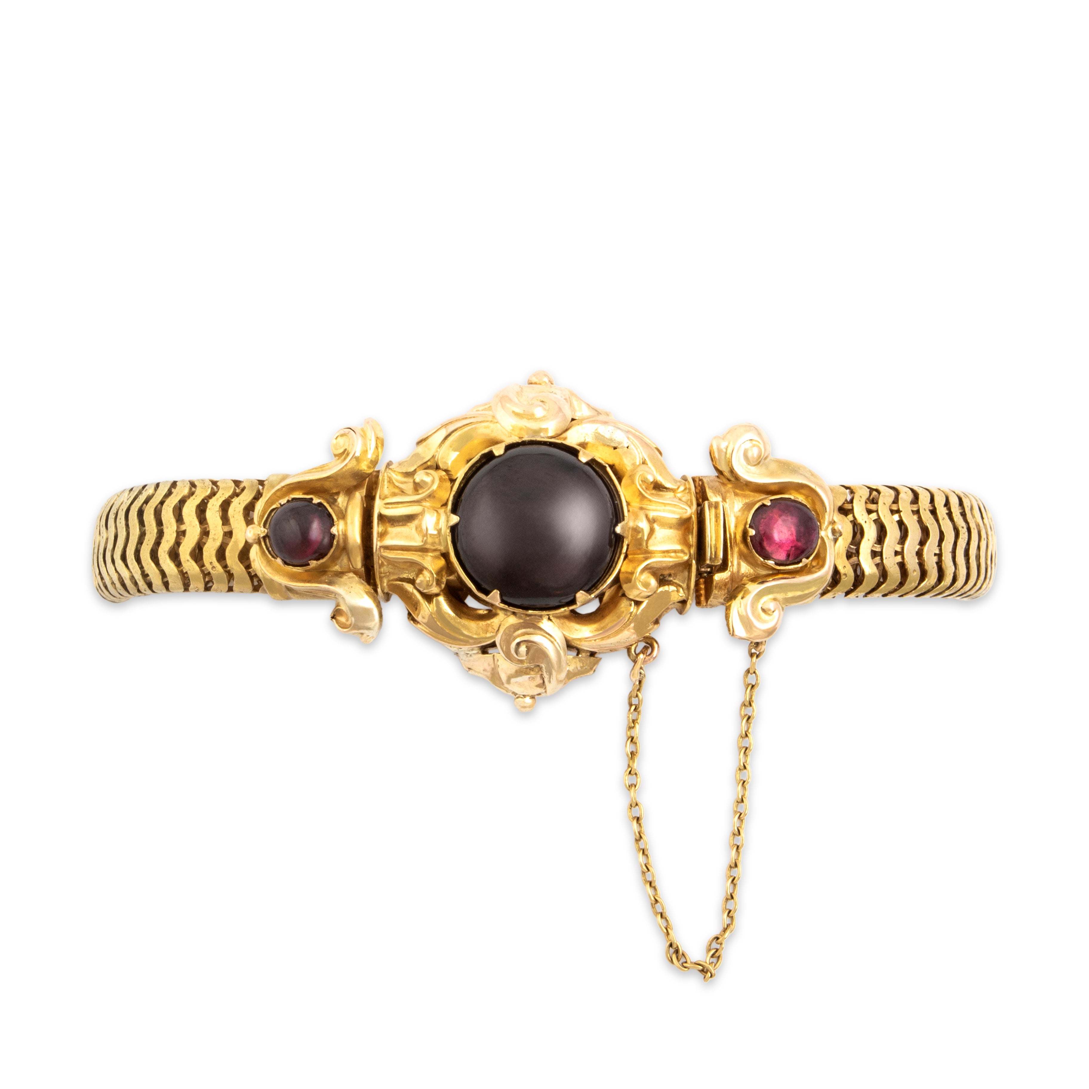 Antique Victorian Heavy 18k & 14k Yellow Gold 4.9cttw Garnet Bracelet 6.75