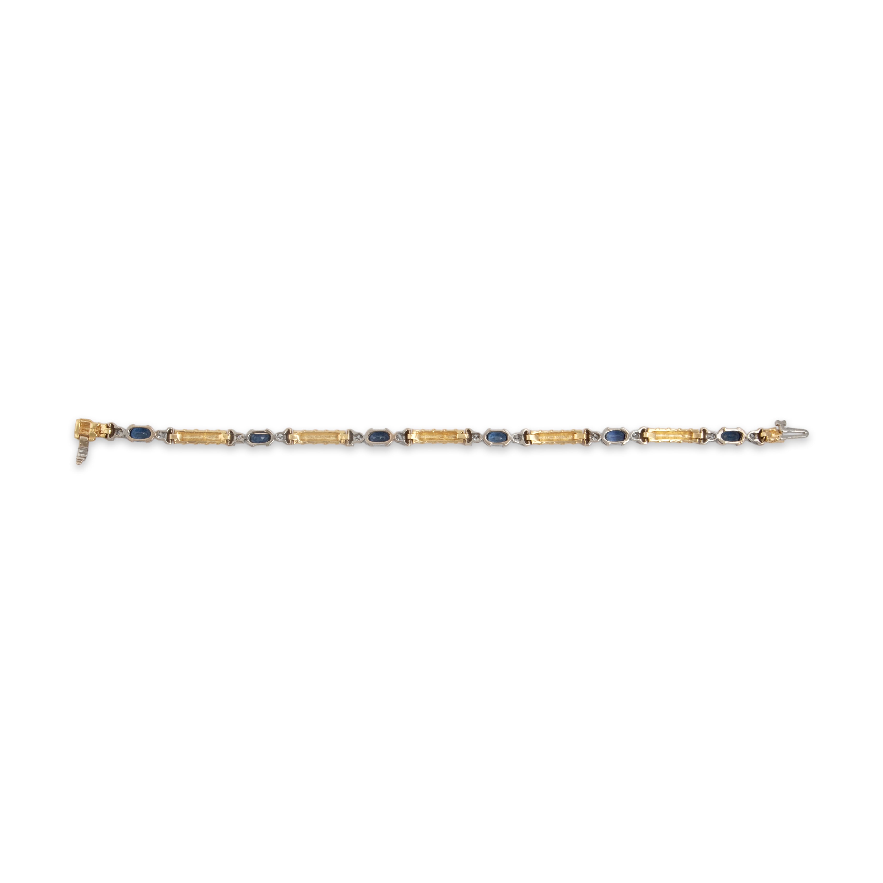 Vintage 14k Yellow & White Gold [Custom Carat] Splendid Roped Link Trio Station Bracelet - Back view
