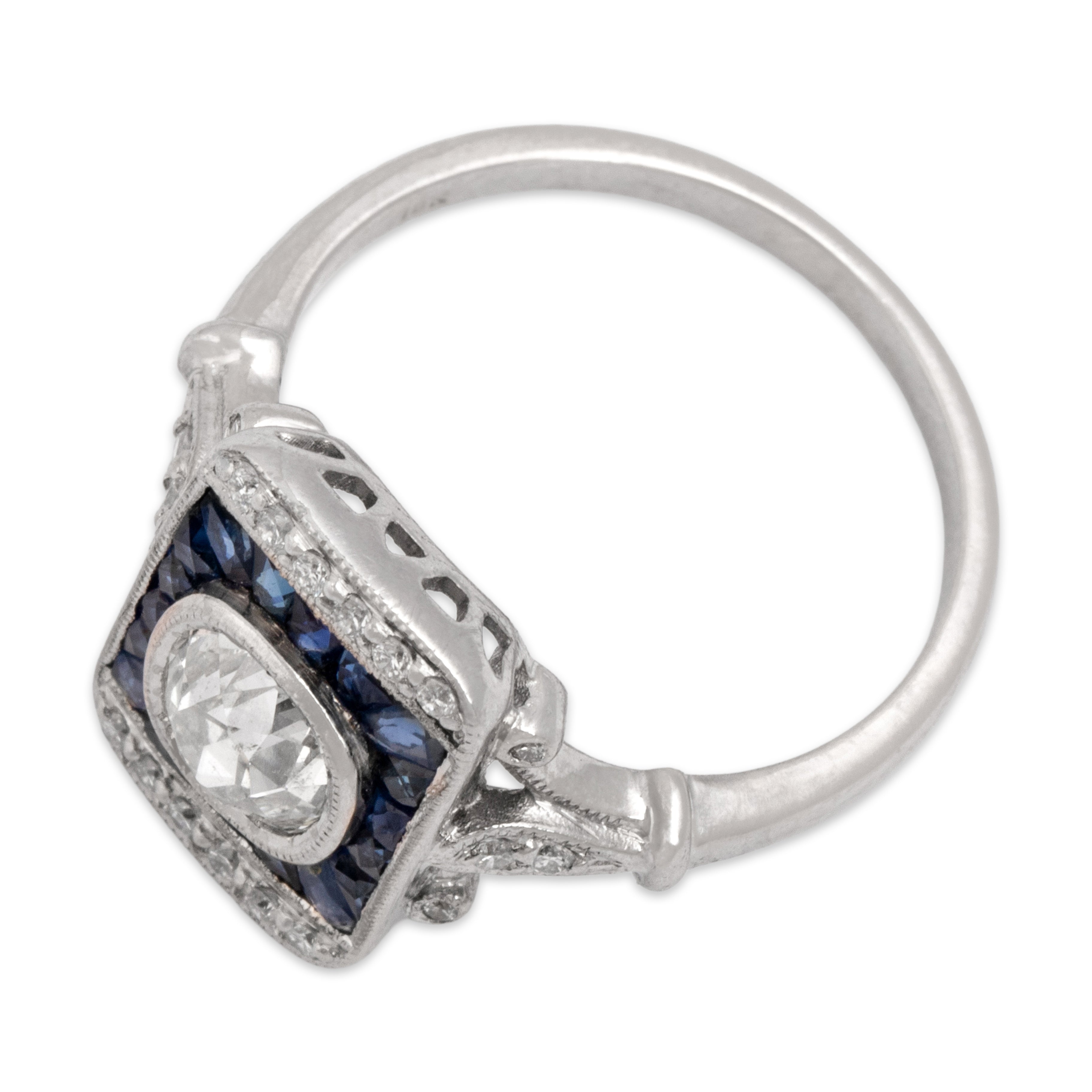 Vintage 18k White Gold [Custom Carat] Spectacular Sparkling Shield Ring - Overall view