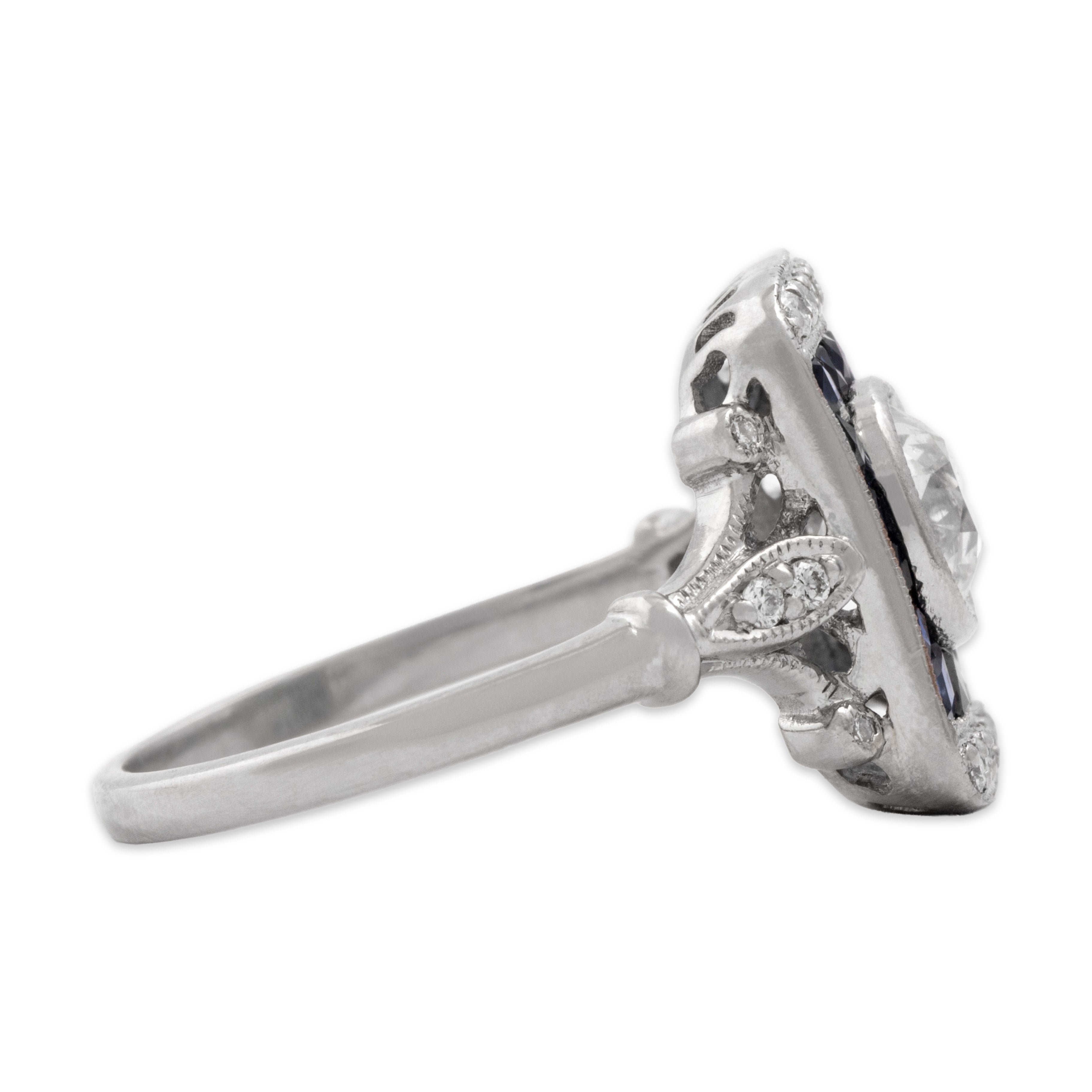 Vintage 18k White Gold [Custom Carat] Spectacular Sparkling Shield Ring - Side view