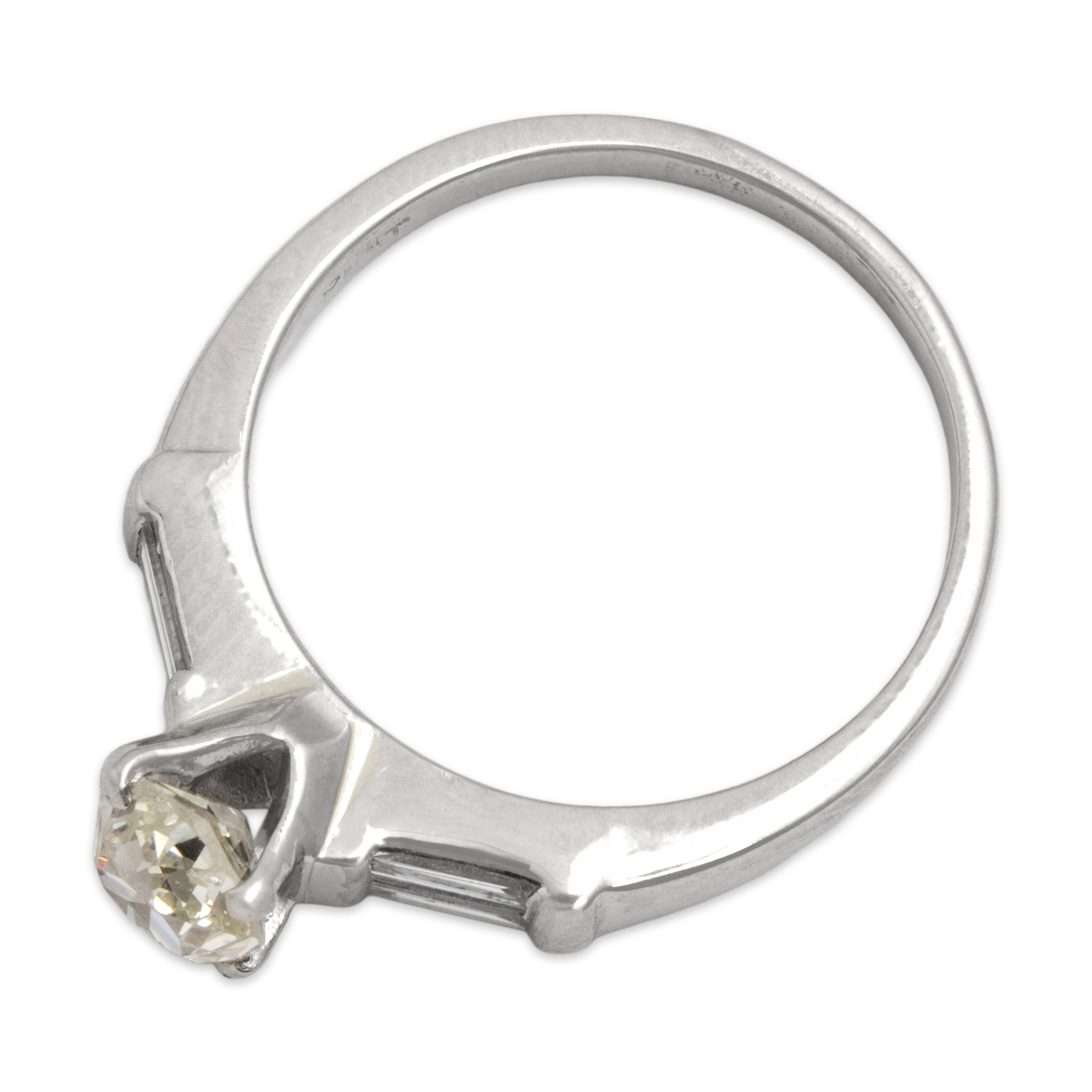 Vintage Platinum 1.11cttw Diamond Stunning Baguette Shoulder Ring - Overall view