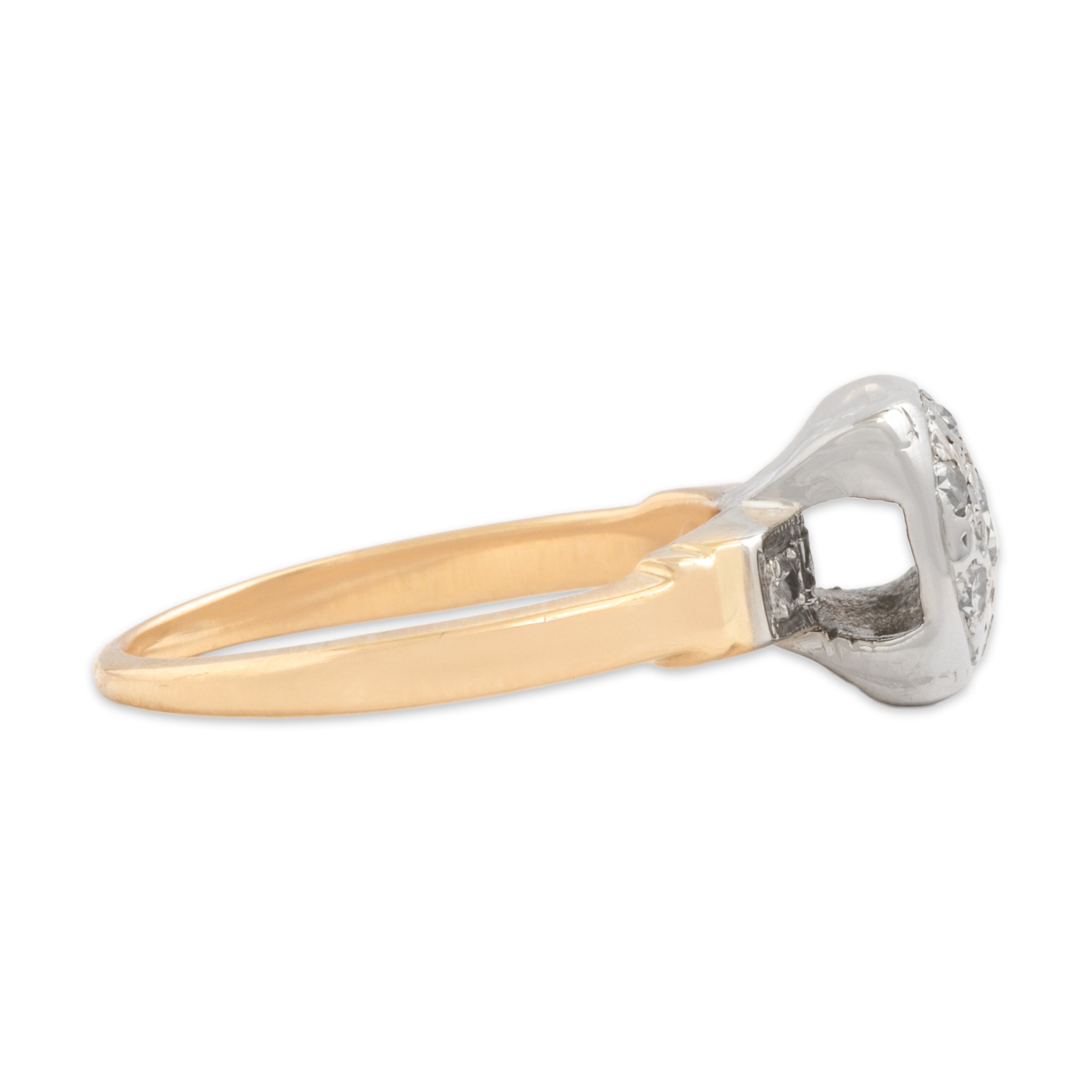 Vintage 14k Yellow & White Gold Diamond Square Illusion Cluster Ring - Side view