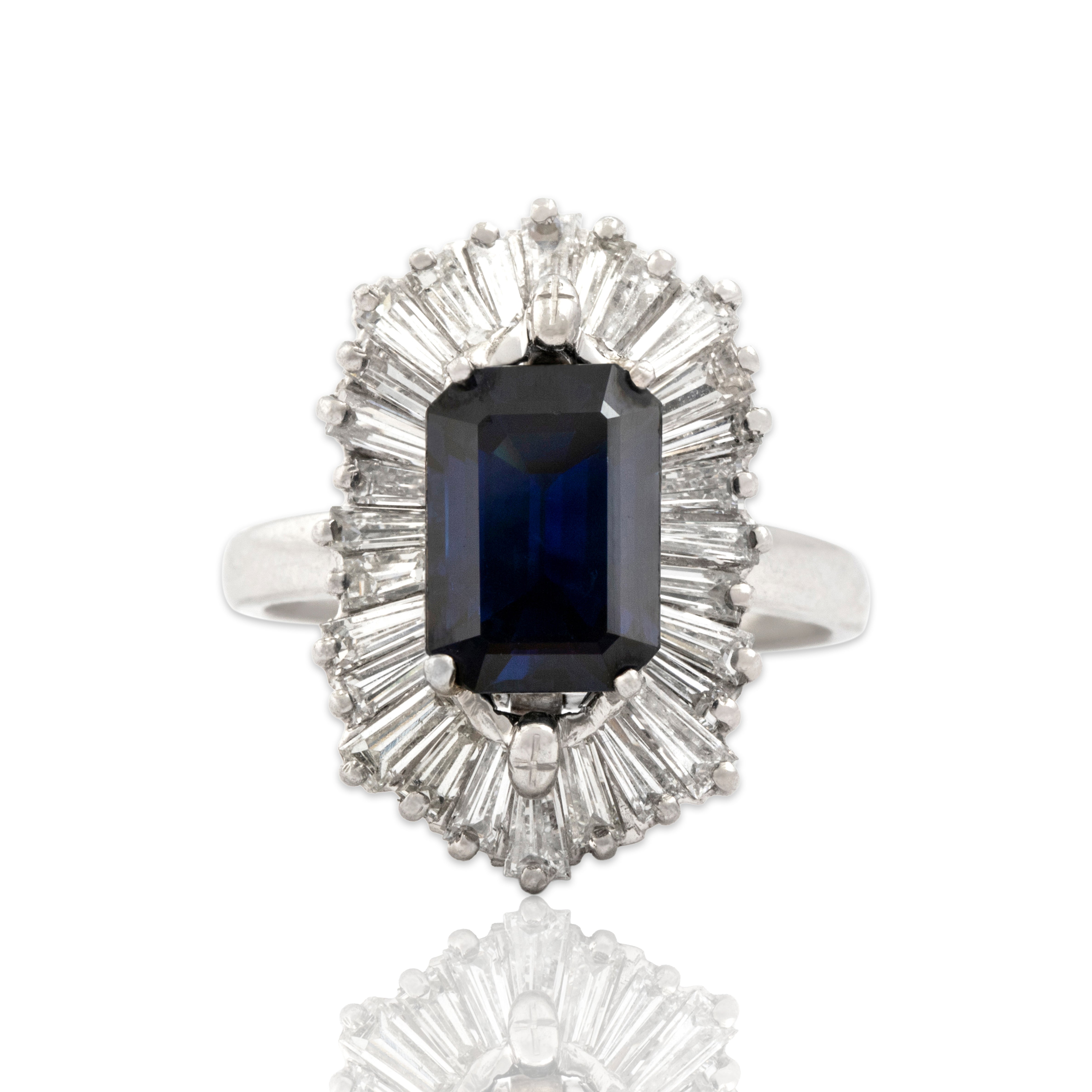 Vintage Platinum 3.01ct Blue Sapphire 1.21cttw Diamond Spectacular Ring / Pendant 6.75