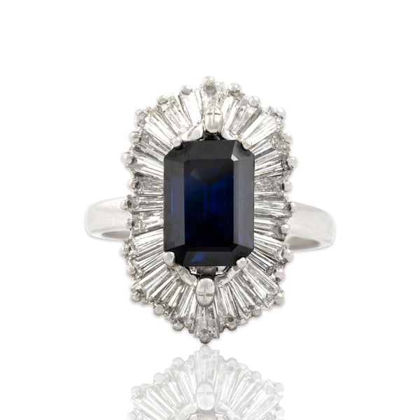 Vintage Platinum 3.01ct Blue Sapphire 1.21cttw Diamond Spectacular Ring / Pendant 6.75