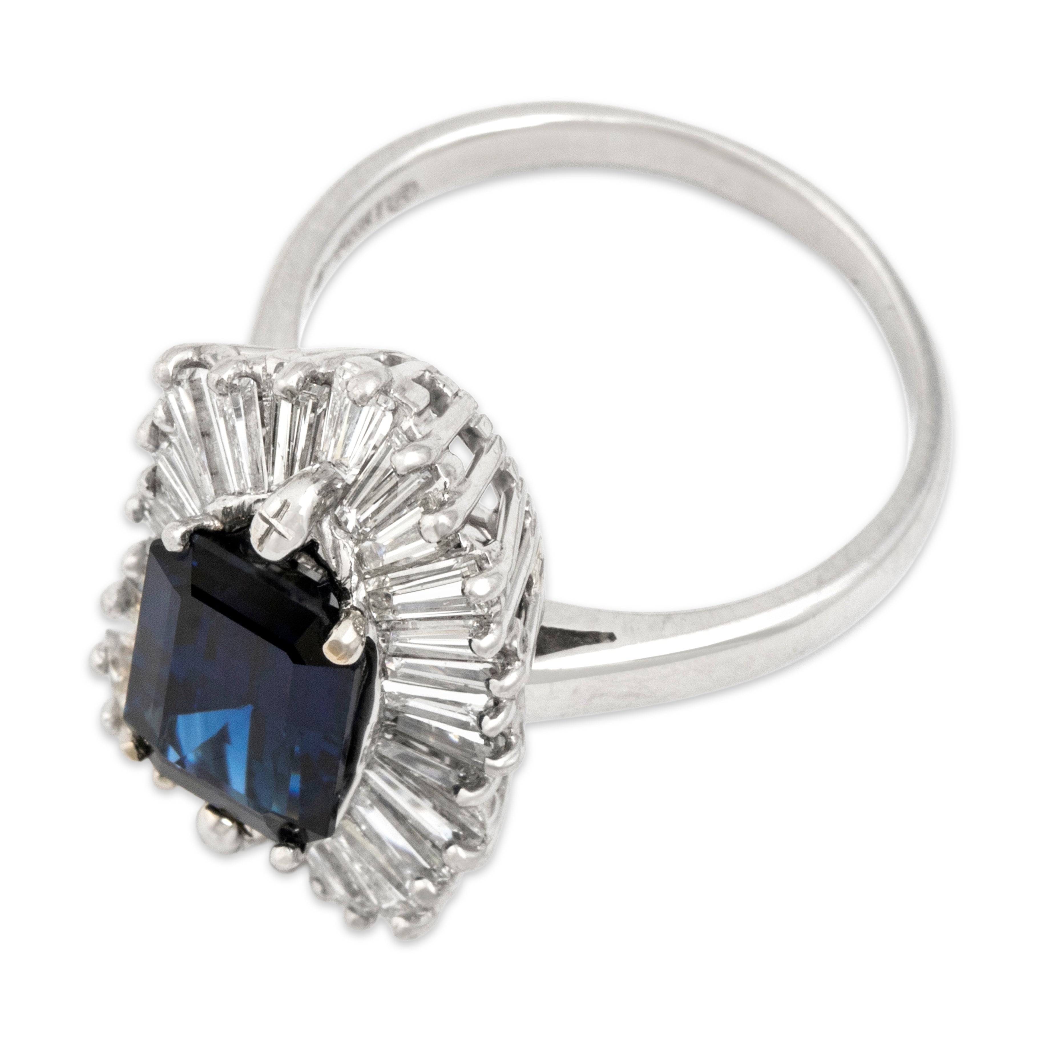 Vintage Platinum 3.01ct Blue Sapphire 1.21cttw Diamond Spectacular Ring / Pendant 6.75